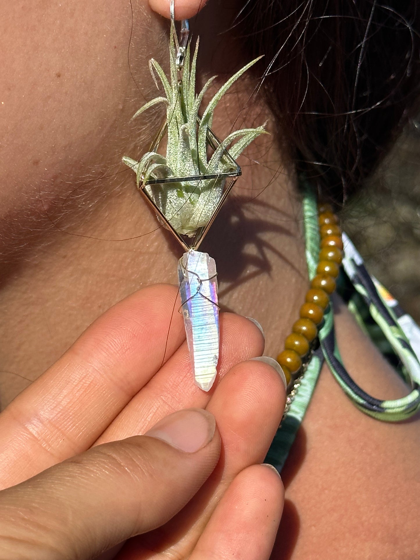Quartz Crystal Point Air Plant Earrings