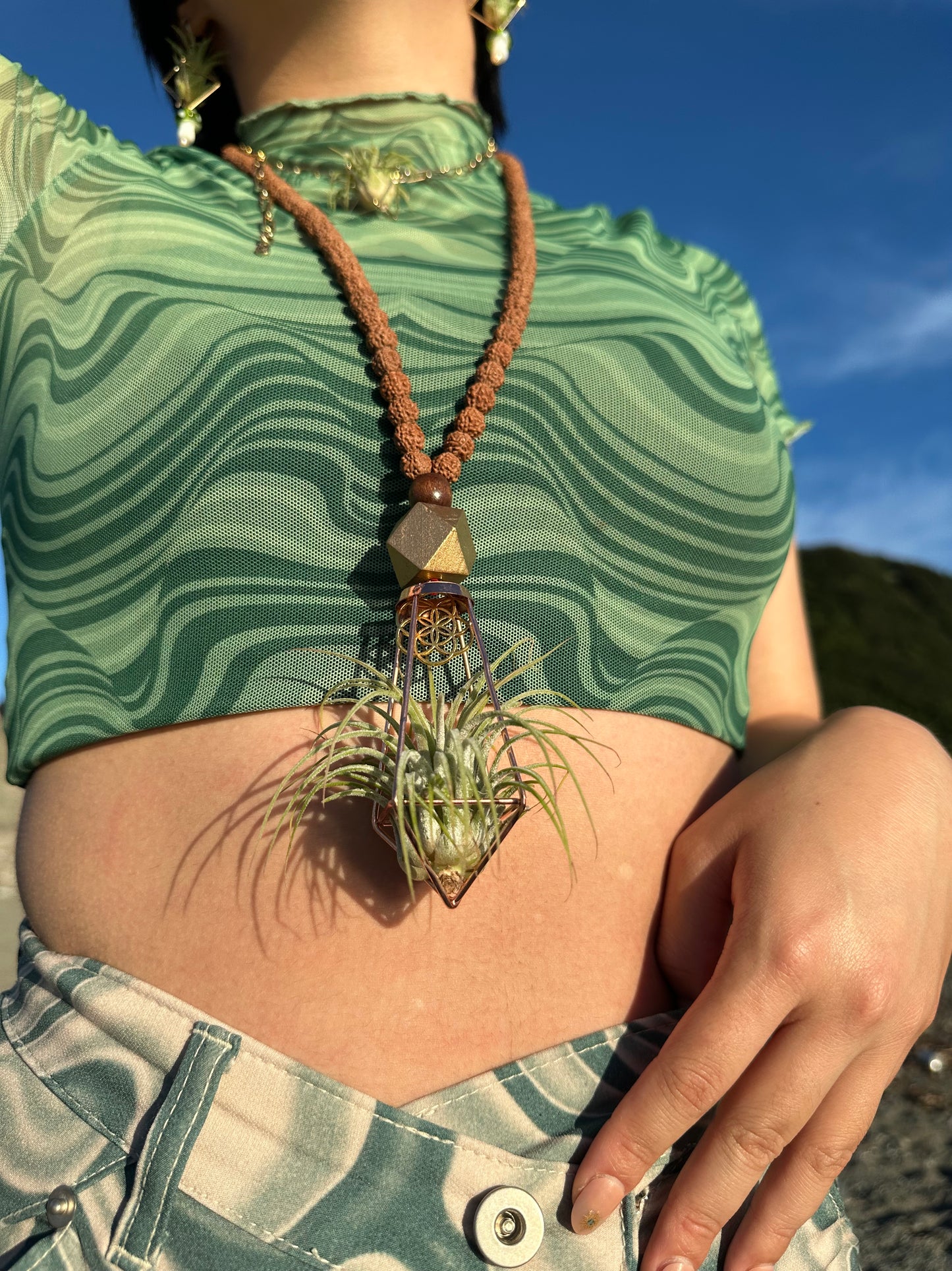 Rudraksha Monk Prayer Bead Air Plant Necklace