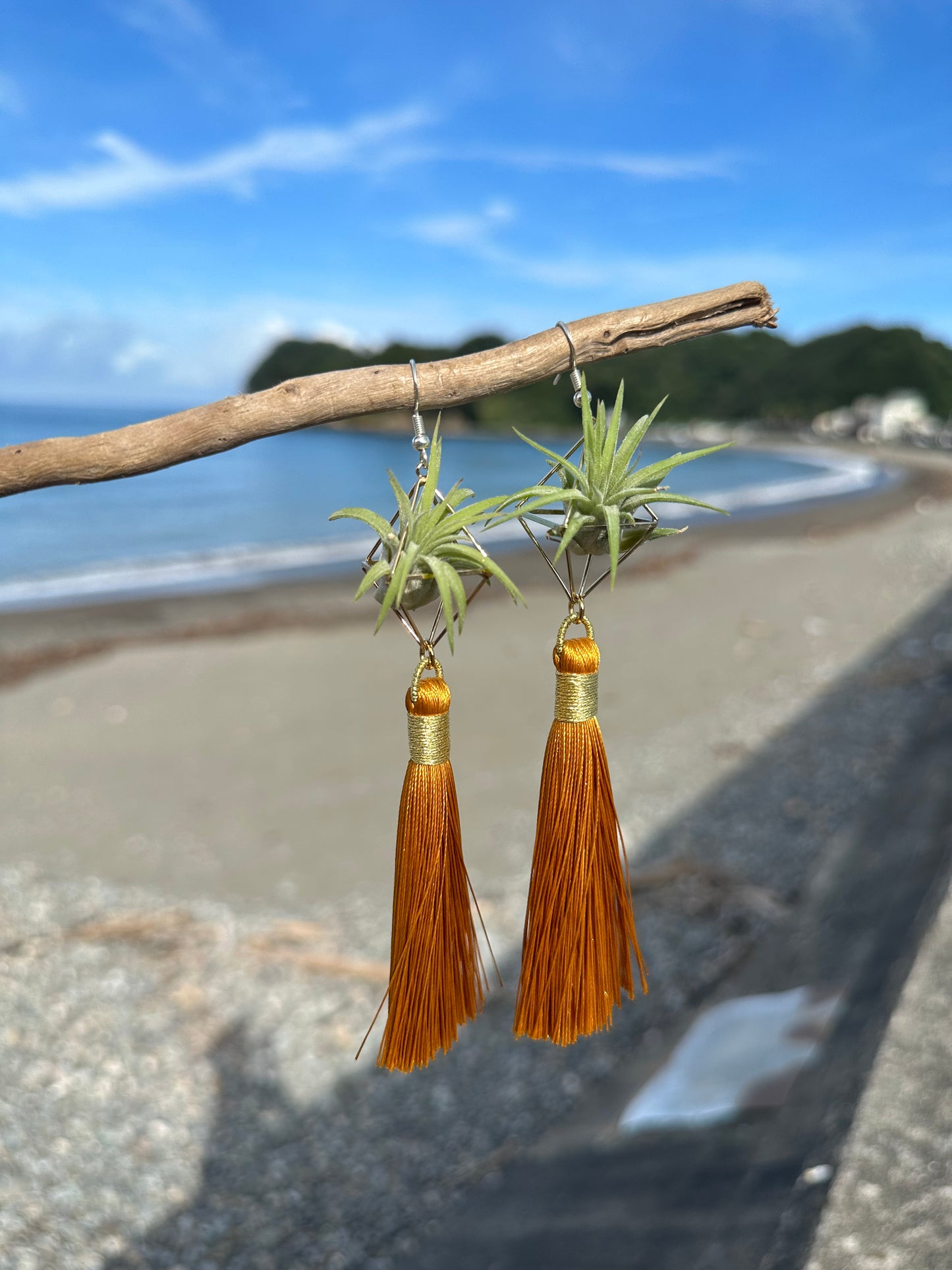 Royal Gold Tassel Air Plant Earrings