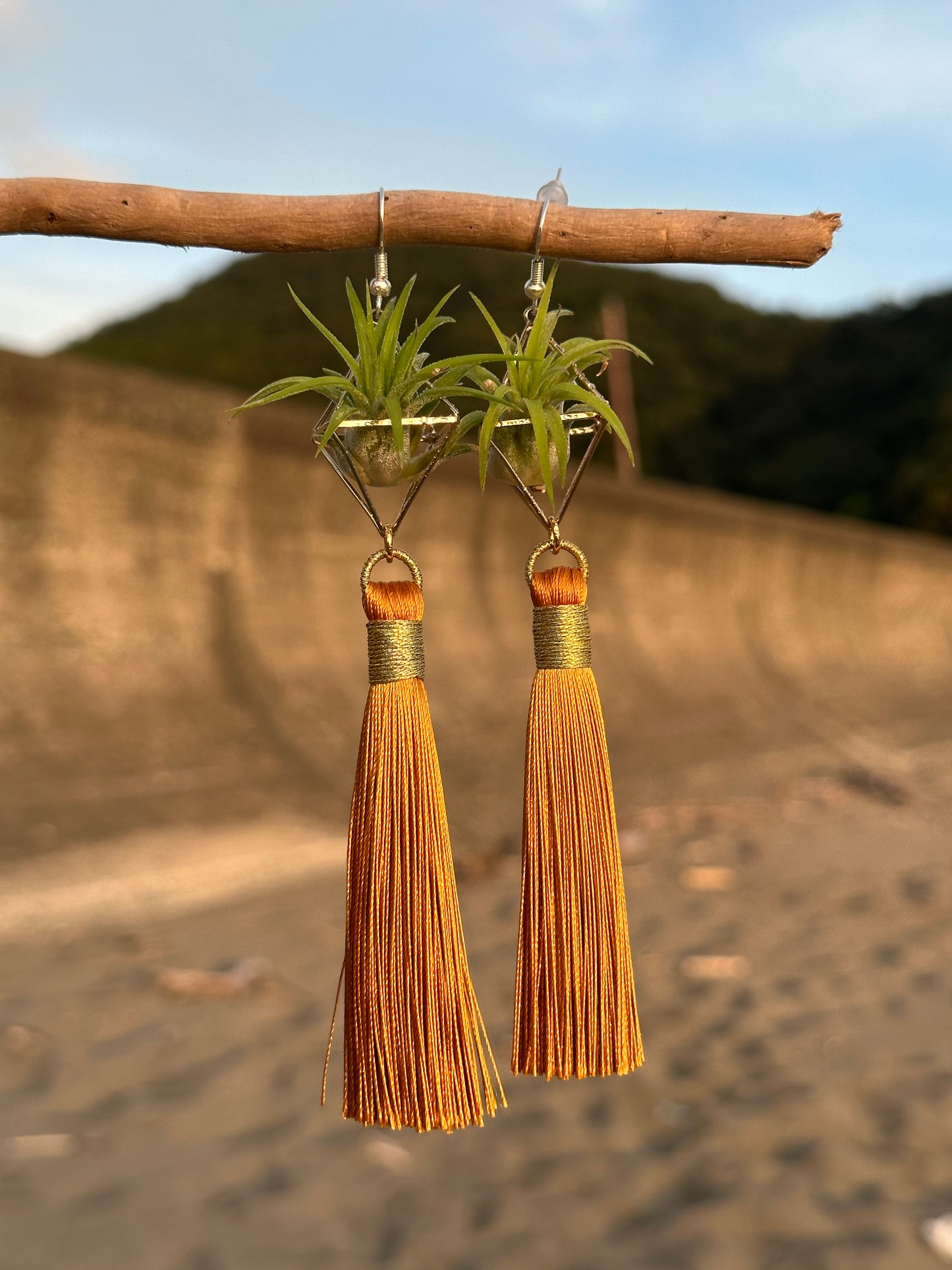 Royal Gold Tassel Air Plant Earrings