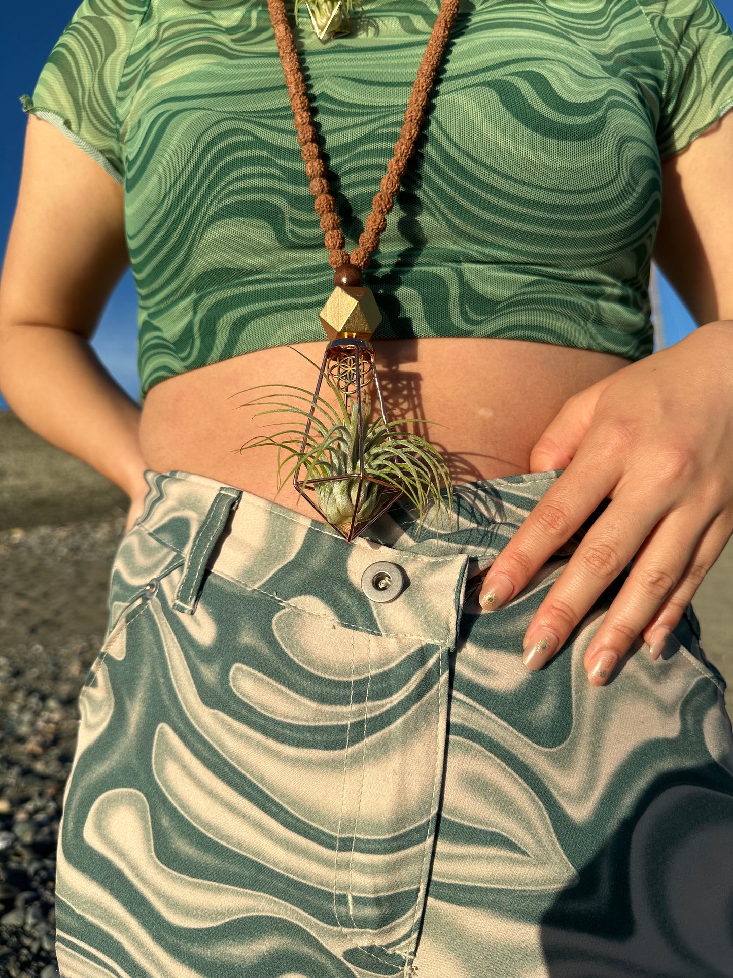 Rudraksha Monk Prayer Bead Air Plant Necklace