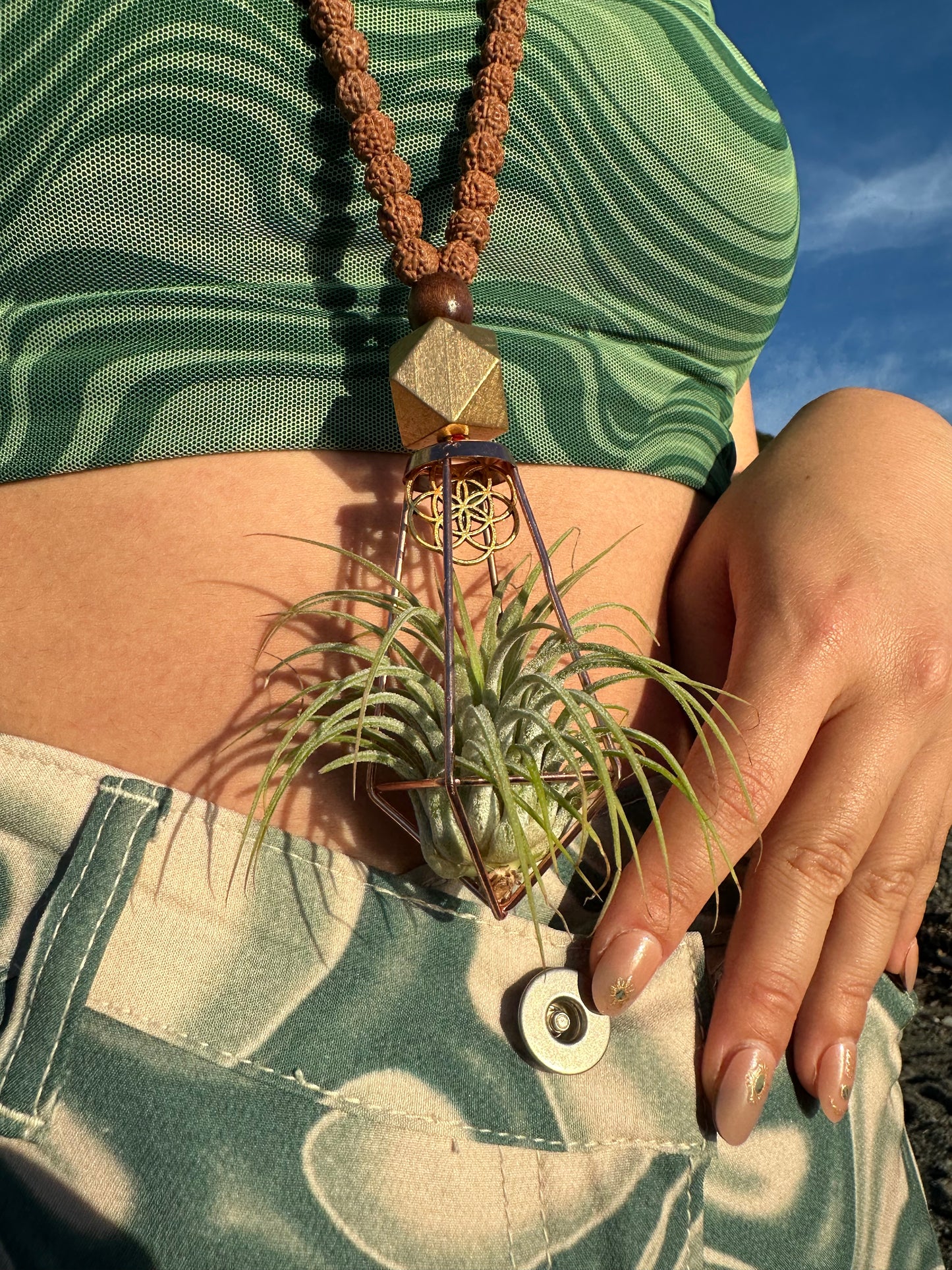 Rudraksha Monk Prayer Bead Air Plant Necklace