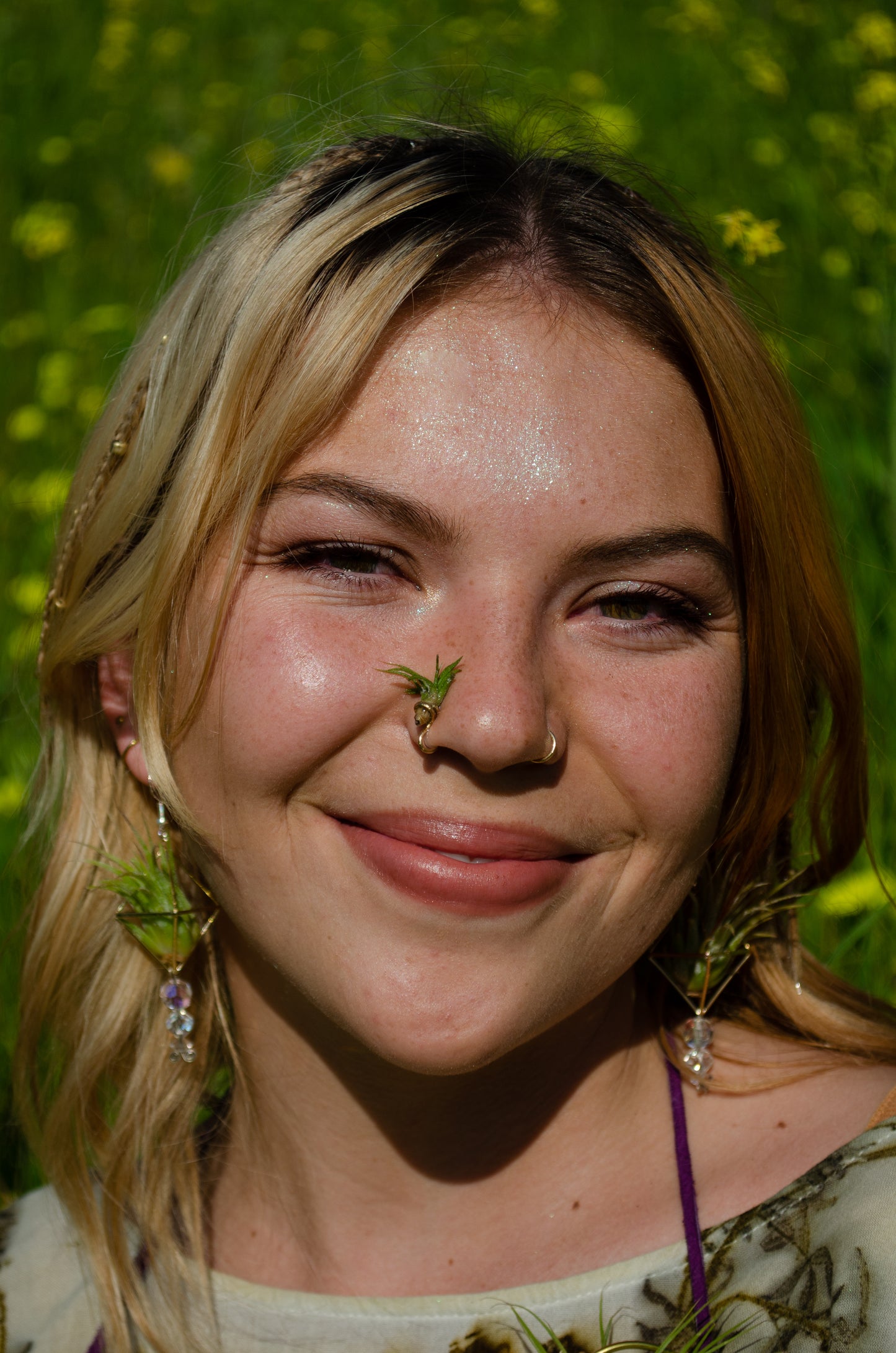 Air Plant Nose Ring Cuff ~ Living Jewelry