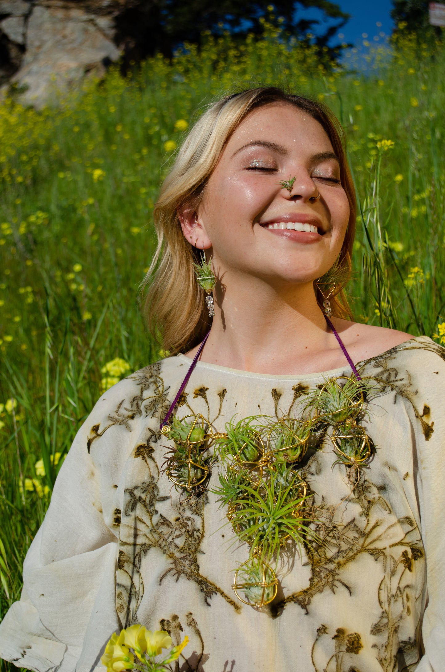 Air Plant Chest Plate Statement Necklace ~ Womb Bloom ~ Sculptural Jewelry