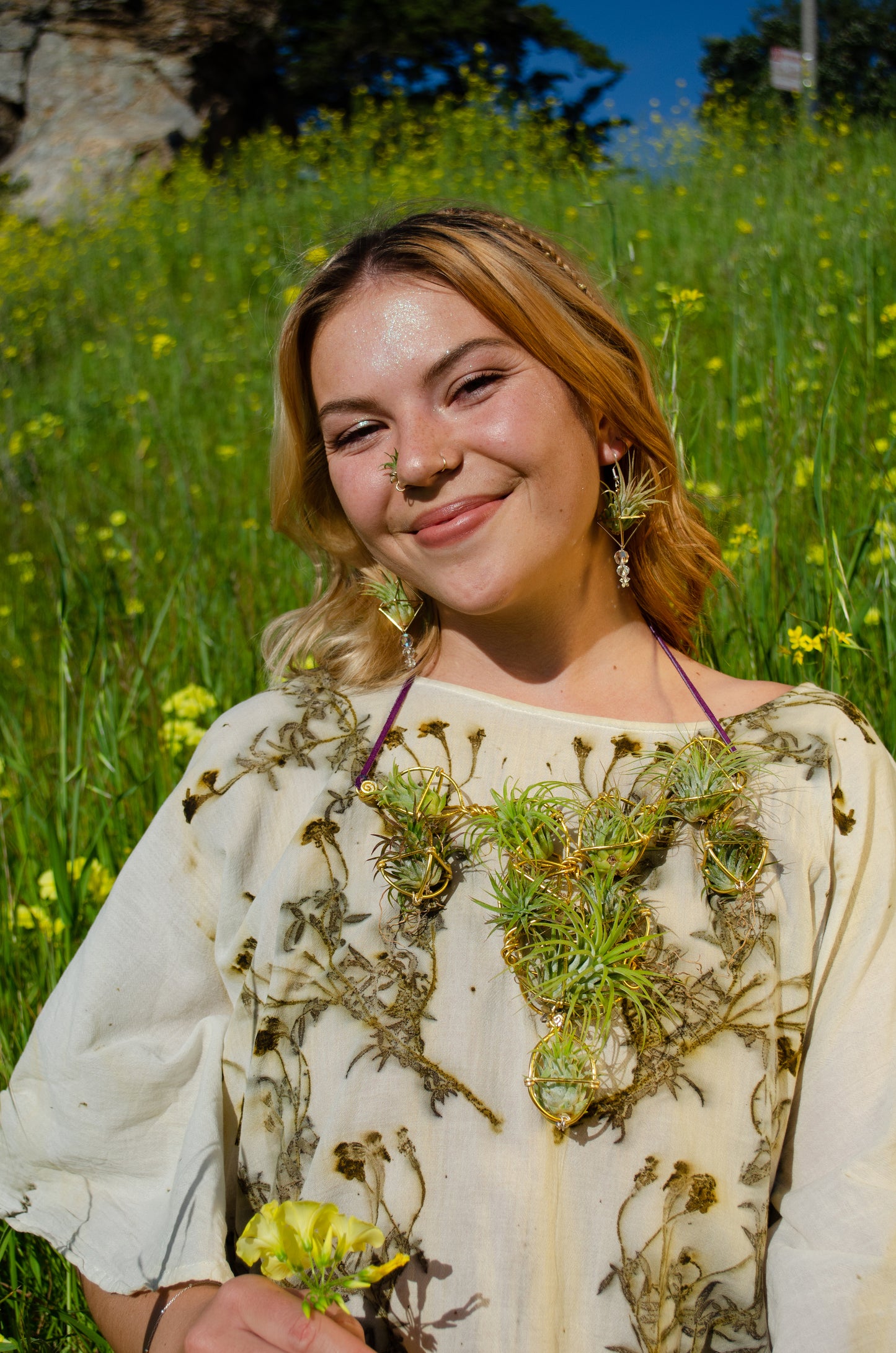 Air Plant Chest Plate Statement Necklace ~ Womb Bloom ~ Sculptural Jewelry