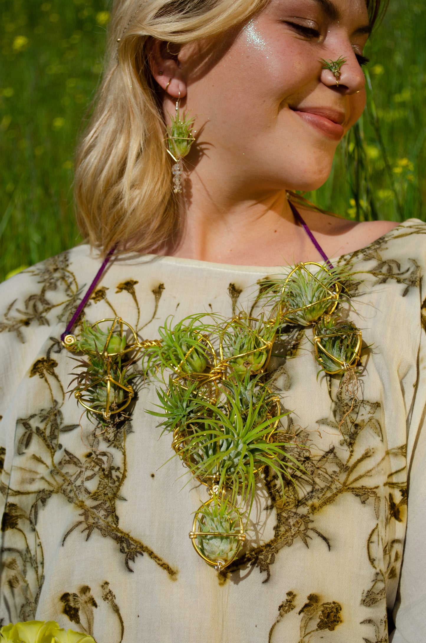 Air Plant Chest Plate Statement Necklace ~ Womb Bloom ~ Sculptural Jewelry