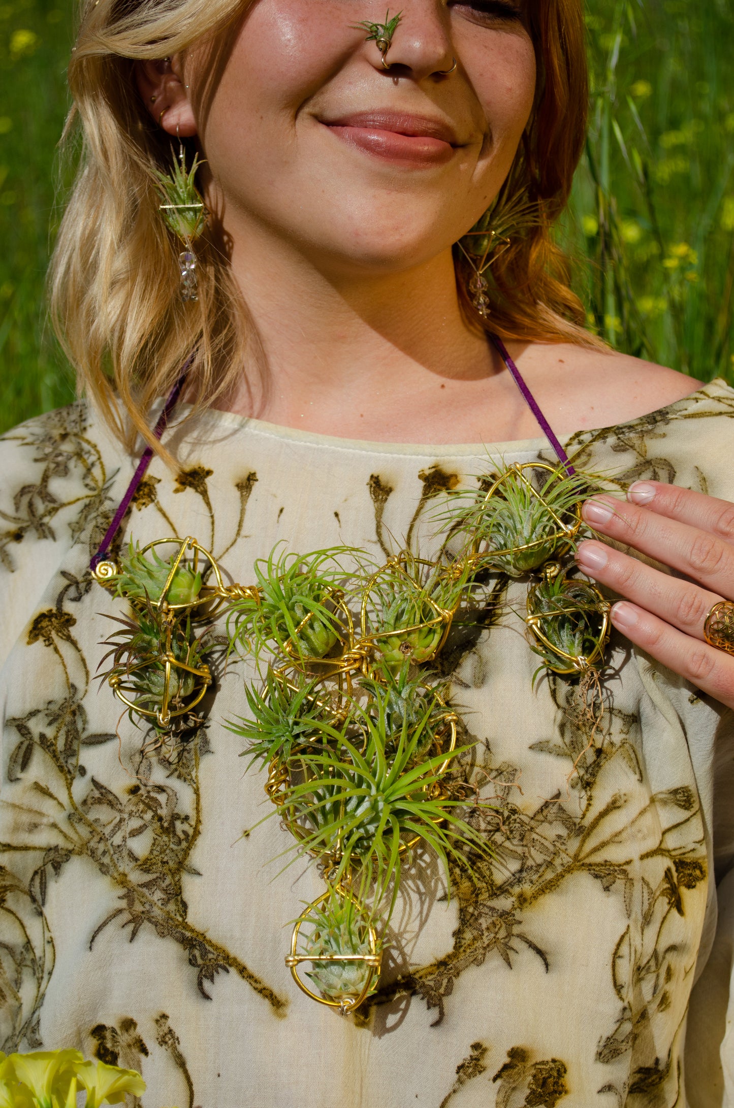 Air Plant Chest Plate Statement Necklace ~ Womb Bloom ~ Sculptural Jewelry