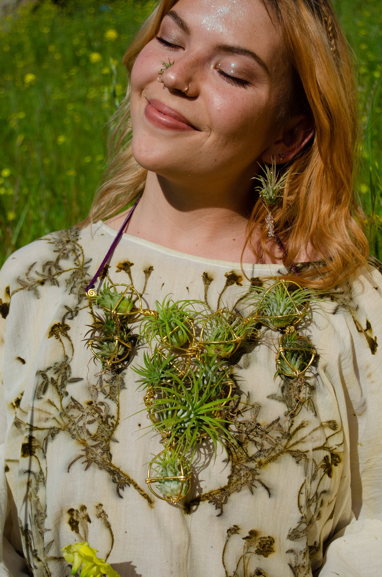 Air Plant Chest Plate Statement Necklace ~ Womb Bloom ~ Sculptural Jewelry