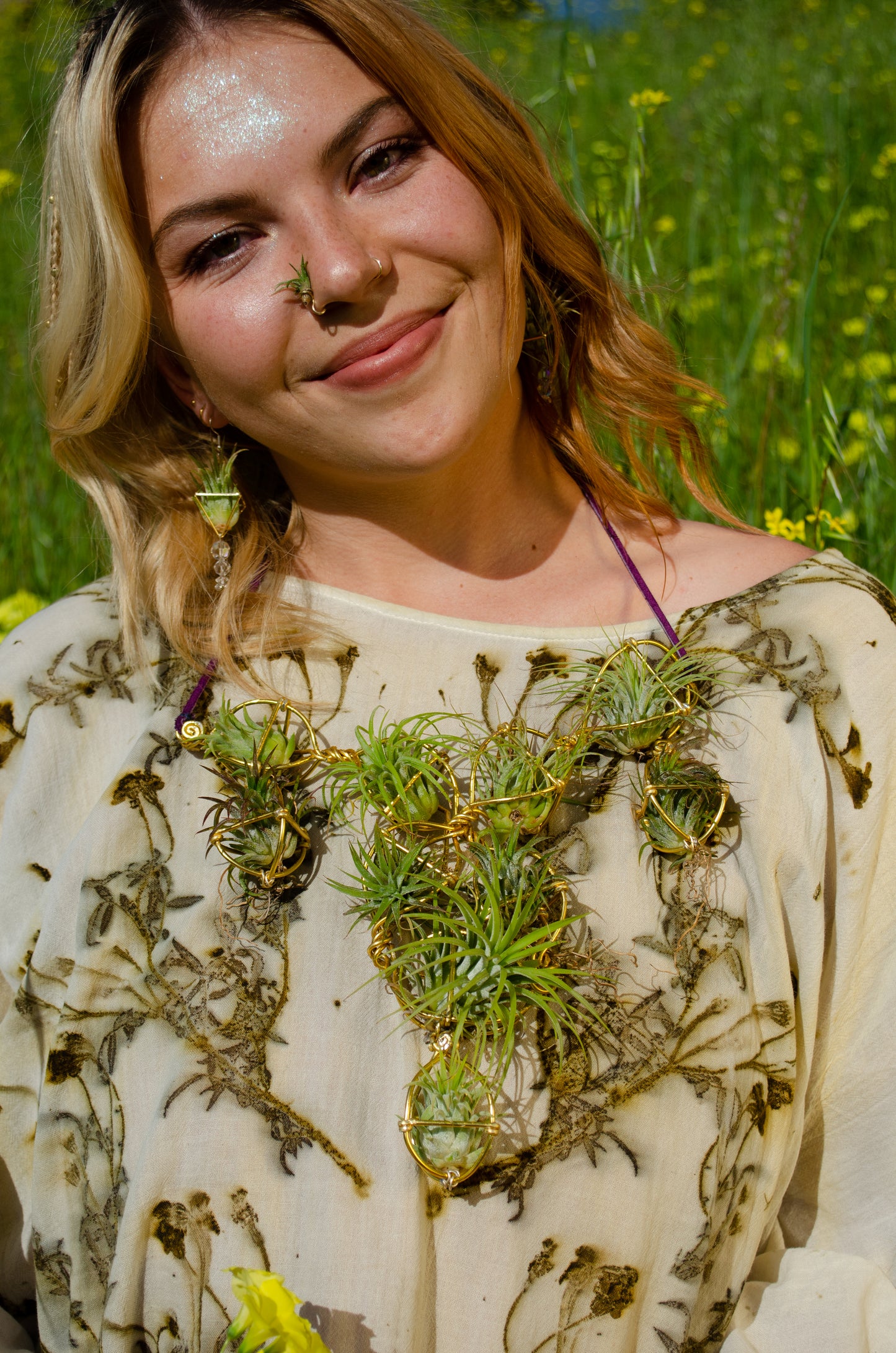 Air Plant Chest Plate Statement Necklace ~ Womb Bloom ~ Sculptural Jewelry