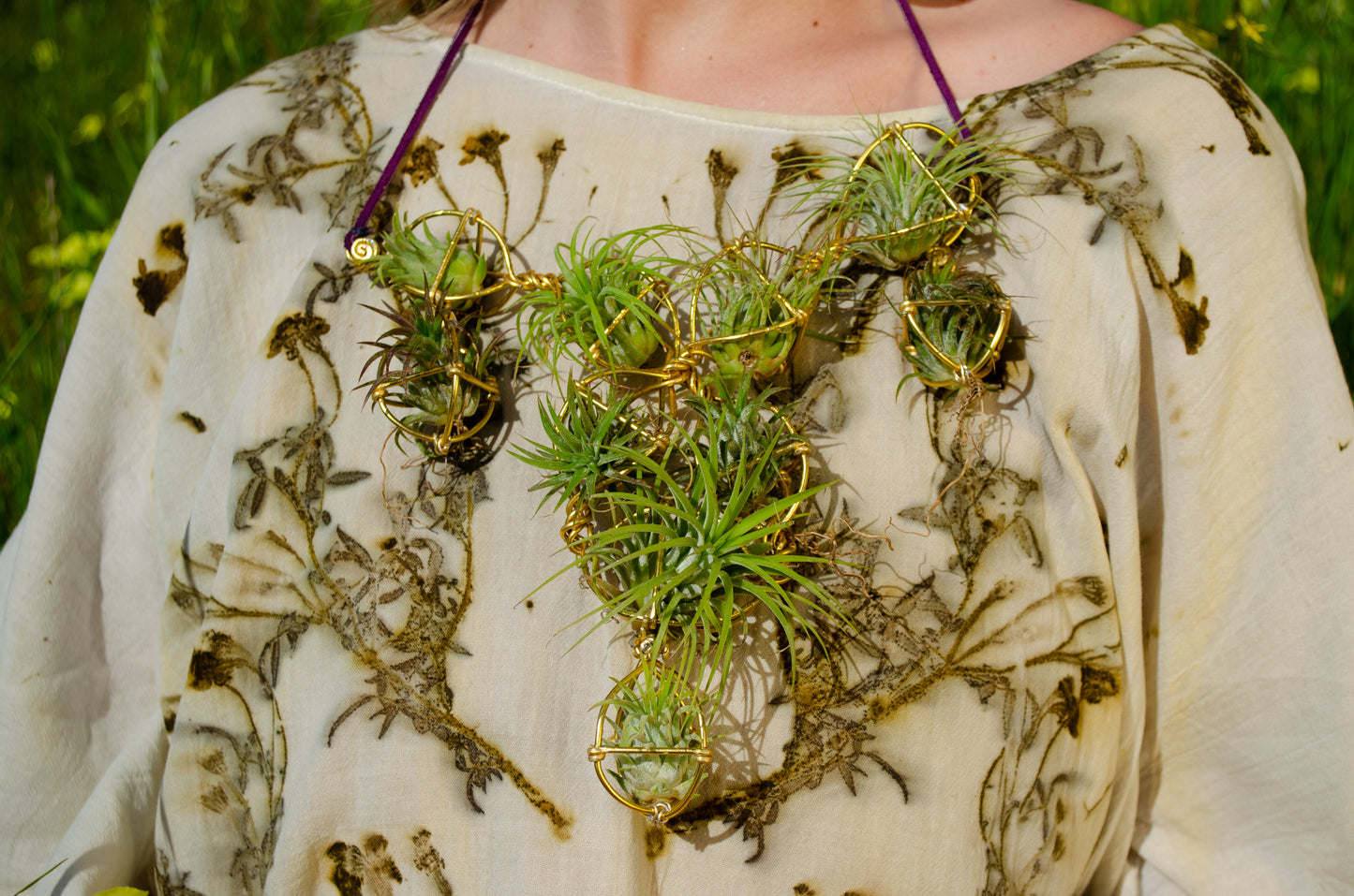 Air Plant Chest Plate Statement Necklace ~ Womb Bloom ~ Sculptural Jewelry