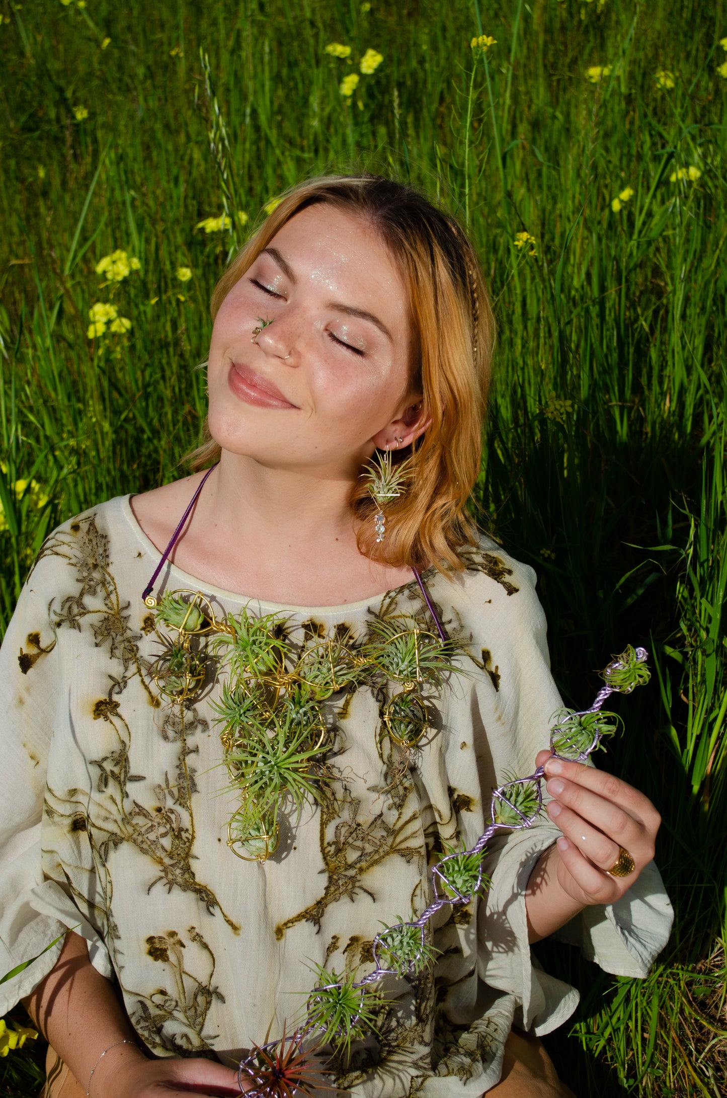 Air Plant Chest Plate Statement Necklace ~ Womb Bloom ~ Sculptural Jewelry