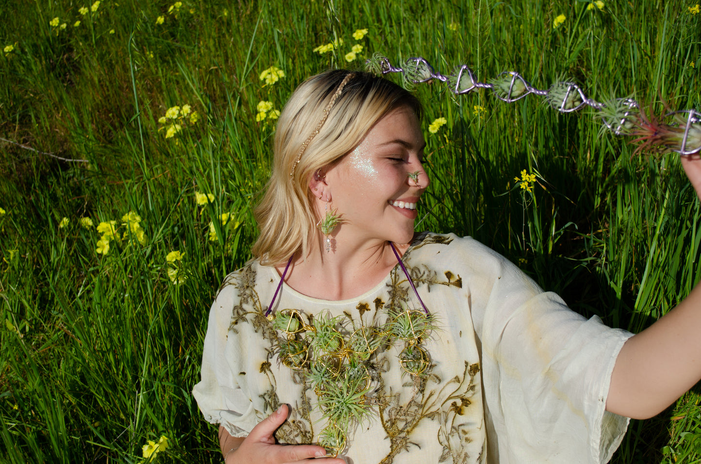 Air Plant Chest Plate Statement Necklace ~ Womb Bloom ~ Sculptural Jewelry