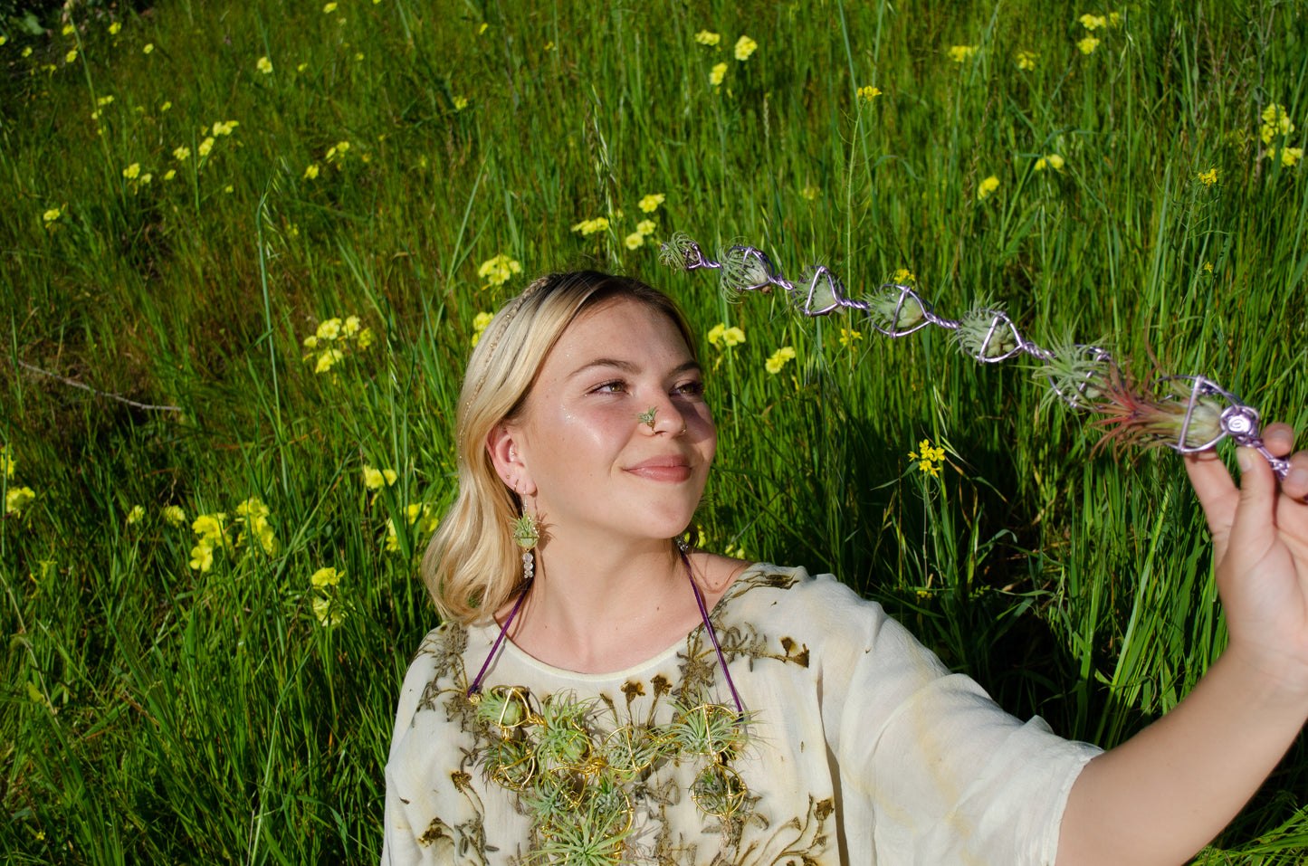 Air Plant Chest Plate Statement Necklace ~ Womb Bloom ~ Sculptural Jewelry