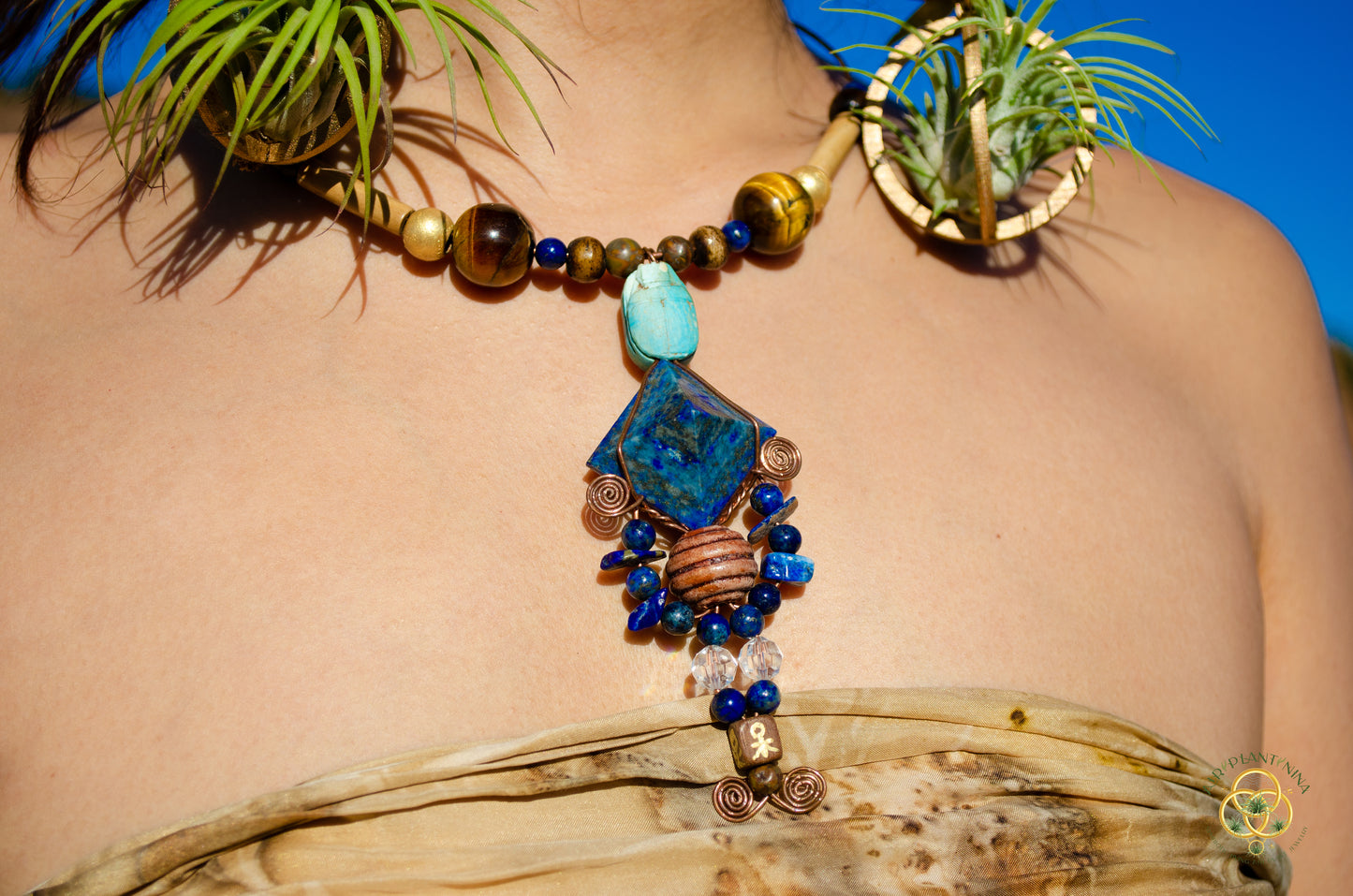 Crystal Pyramid Chest Plate Necklace (3 Types: Lapis Lazuli Pyramid, Adventure, Clear Quartz)