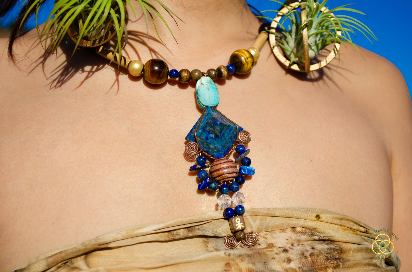 Crystal Pyramid Chest Plate Necklace (3 Types: Lapis Lazuli Pyramid, Adventure, Clear Quartz)