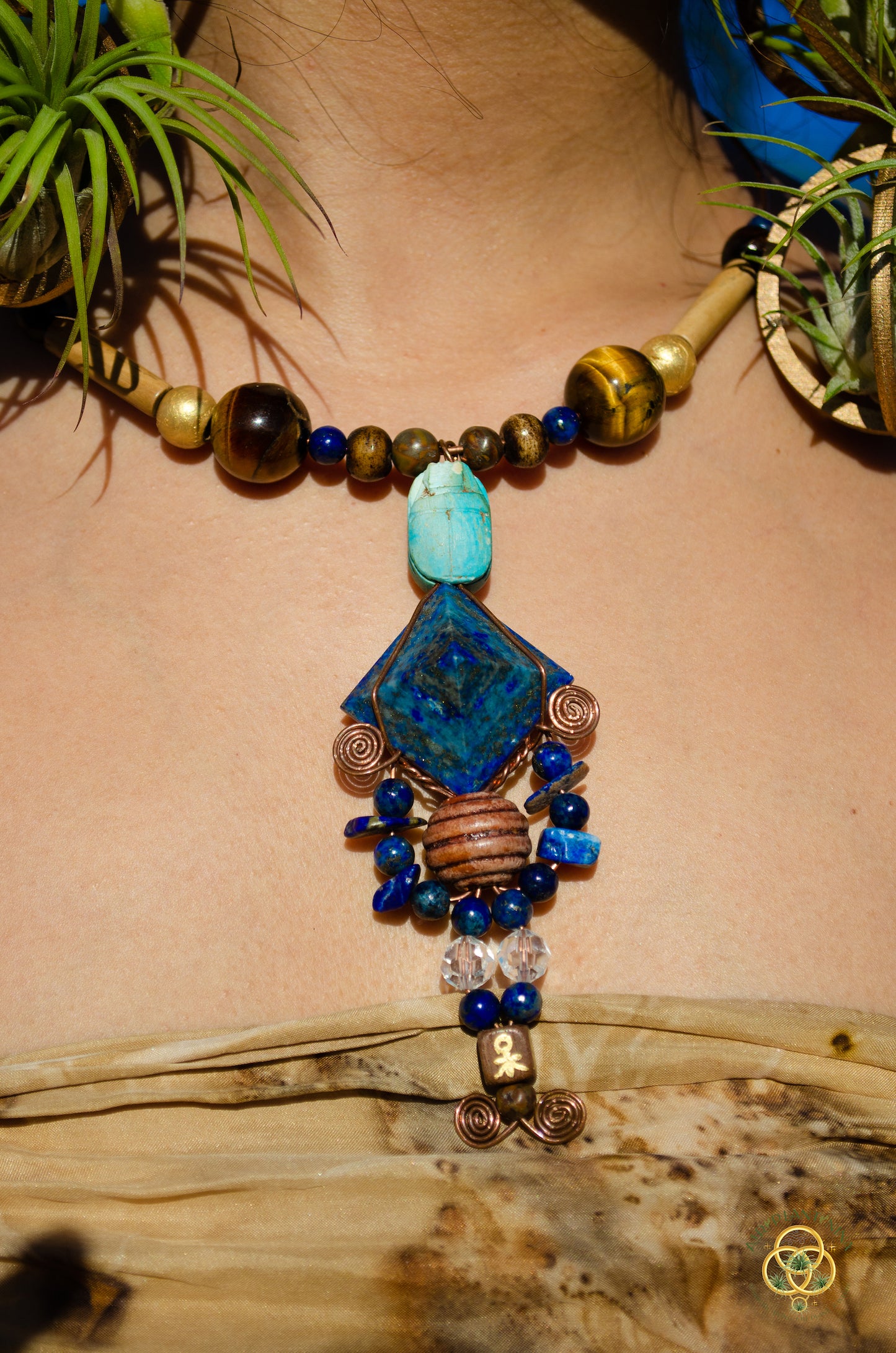 Crystal Pyramid Chest Plate Necklace (3 Types: Lapis Lazuli Pyramid, Adventure, Clear Quartz)