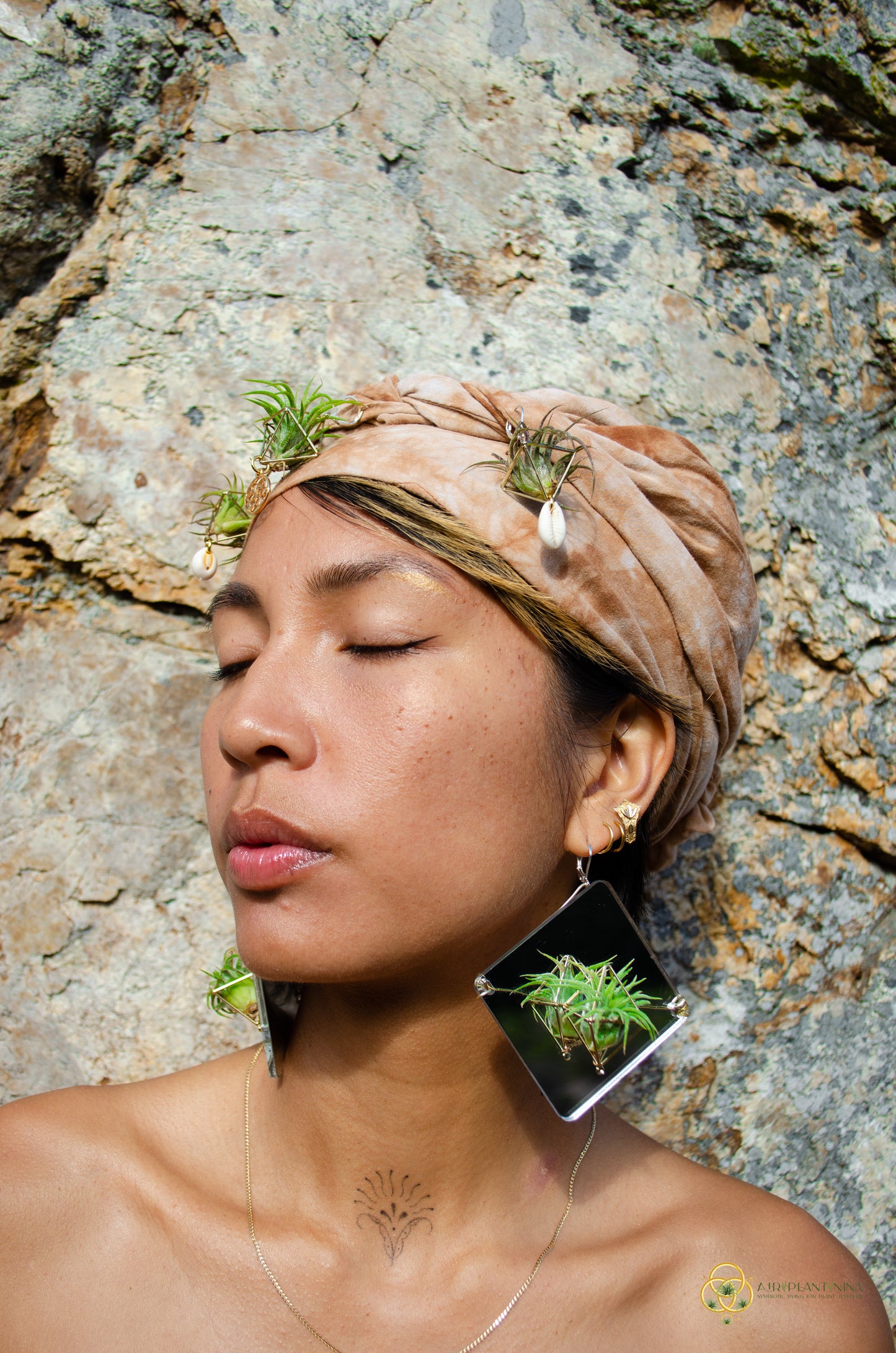 Holographic Mirror Air Plant Earrings ~  Iridescent Living Earrings