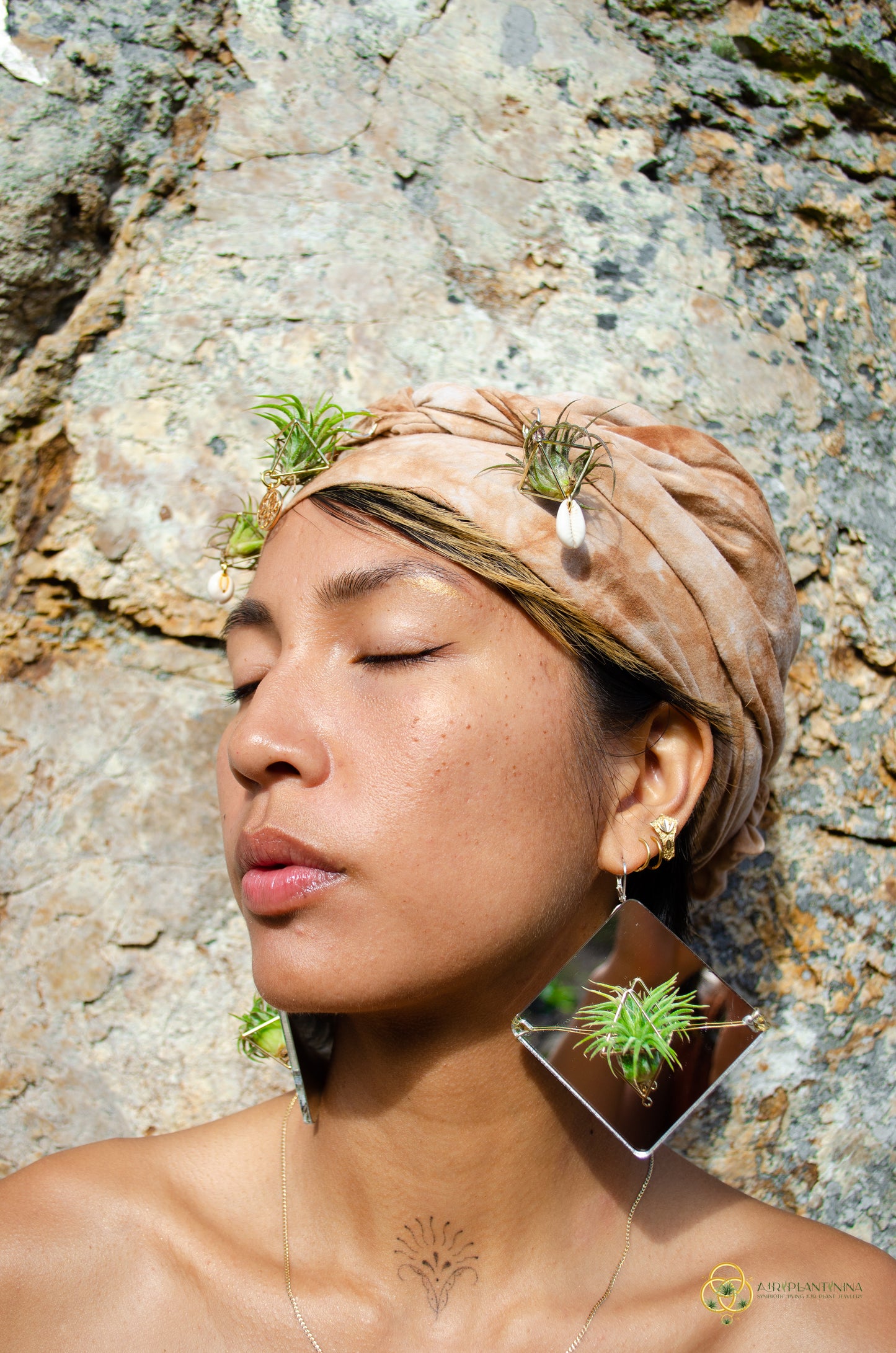 Holographic Mirror Air Plant Earrings ~  Iridescent Living Earrings