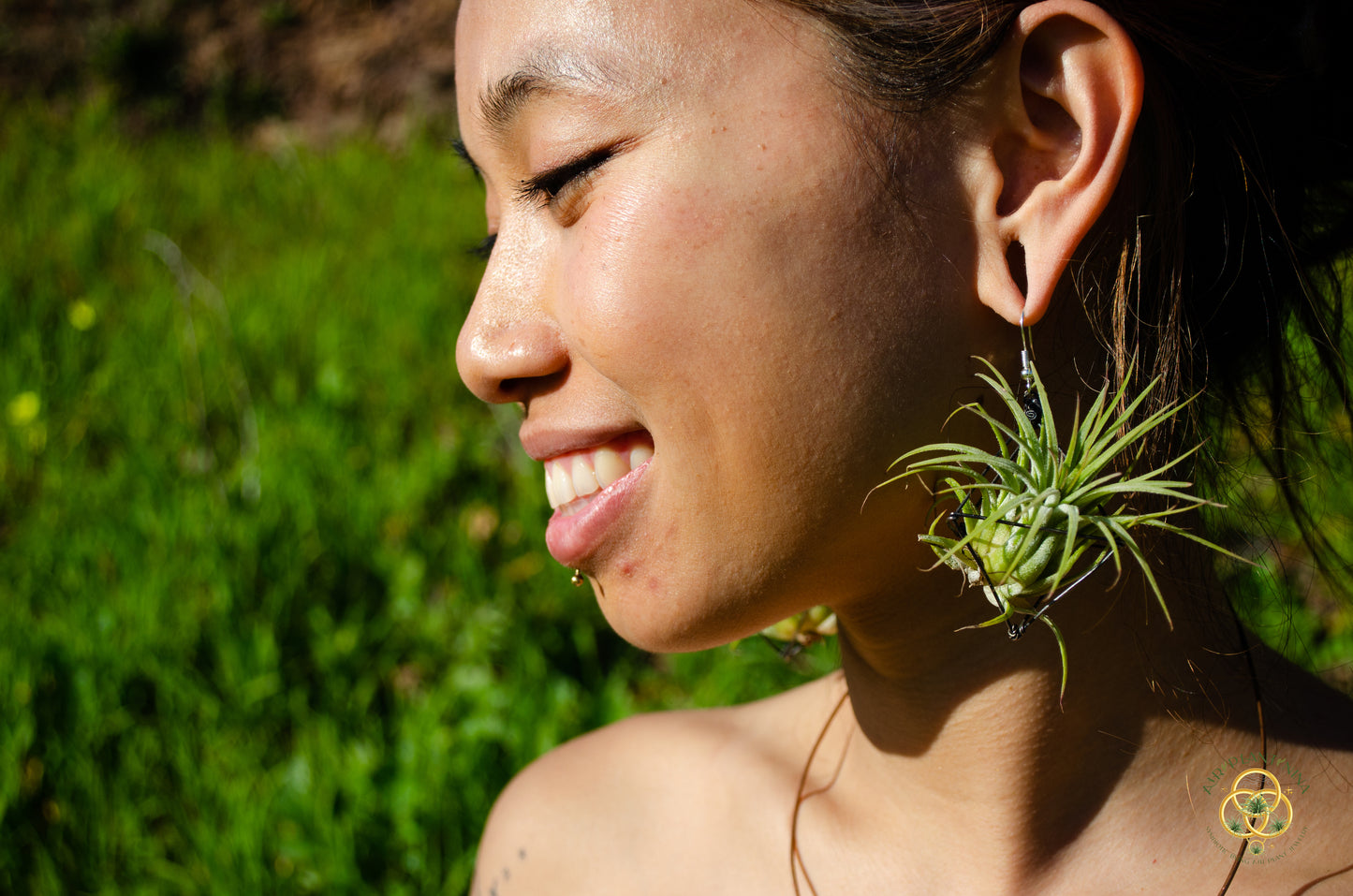 Large Diamond Air Plant Earrings - Geometric Octahedrons (Sterling Silver)