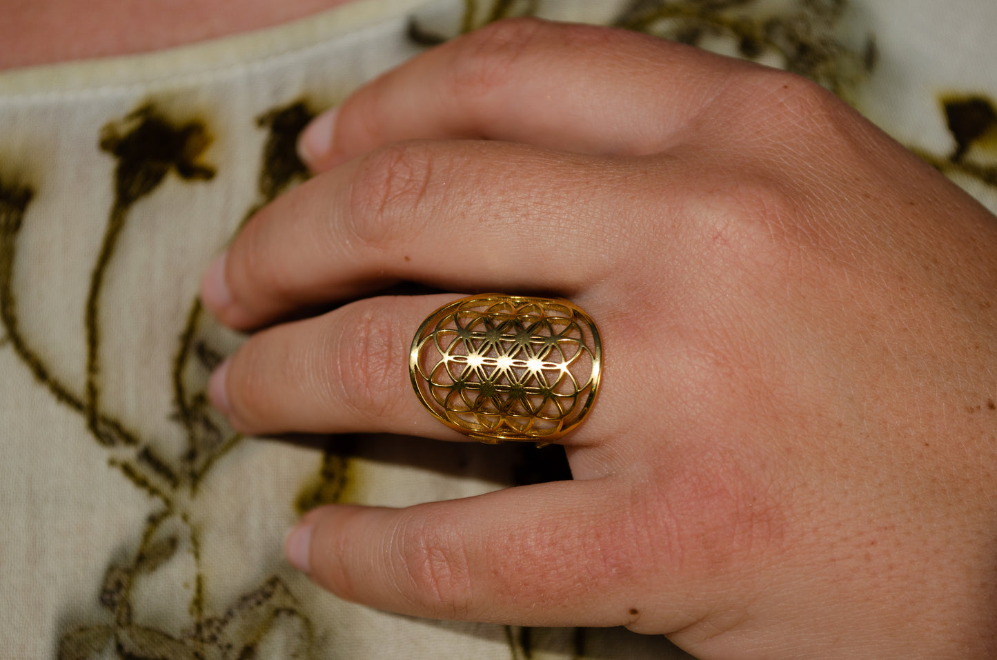 Golden Sri Yantra Ring