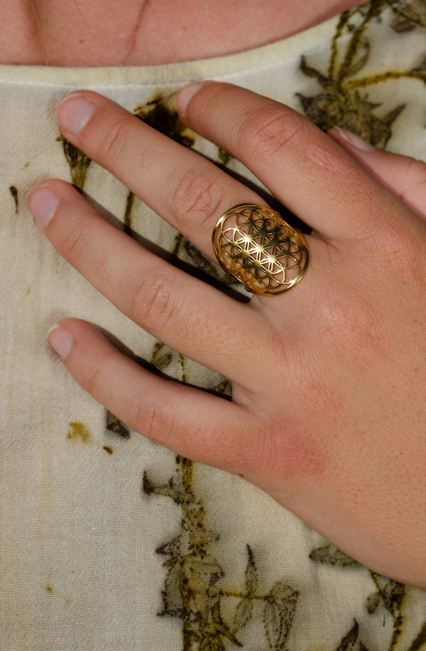 Golden Sri Yantra Ring