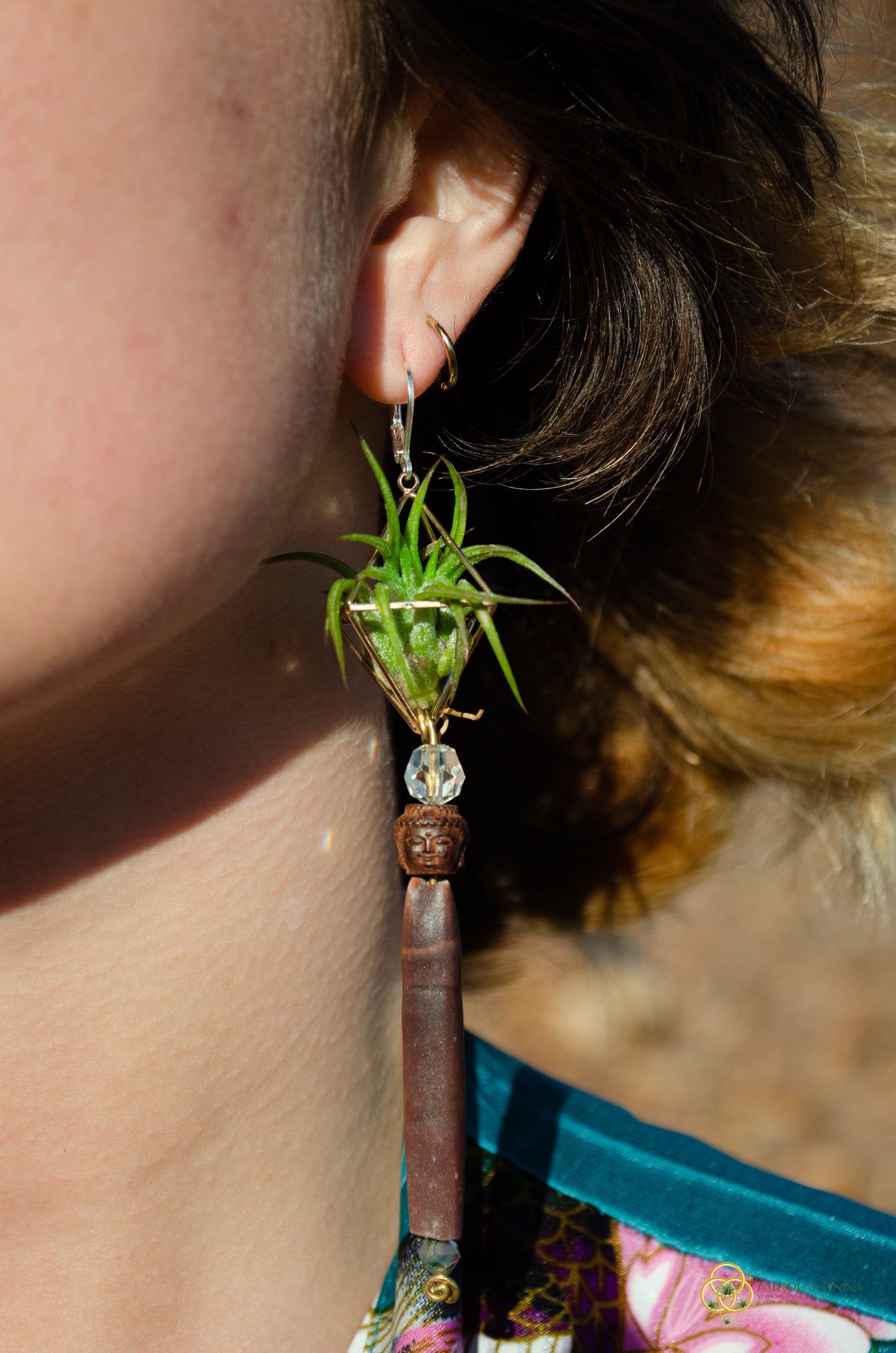 Buddha Air Plant Earrings ~ Diamond Octahedron Earrings