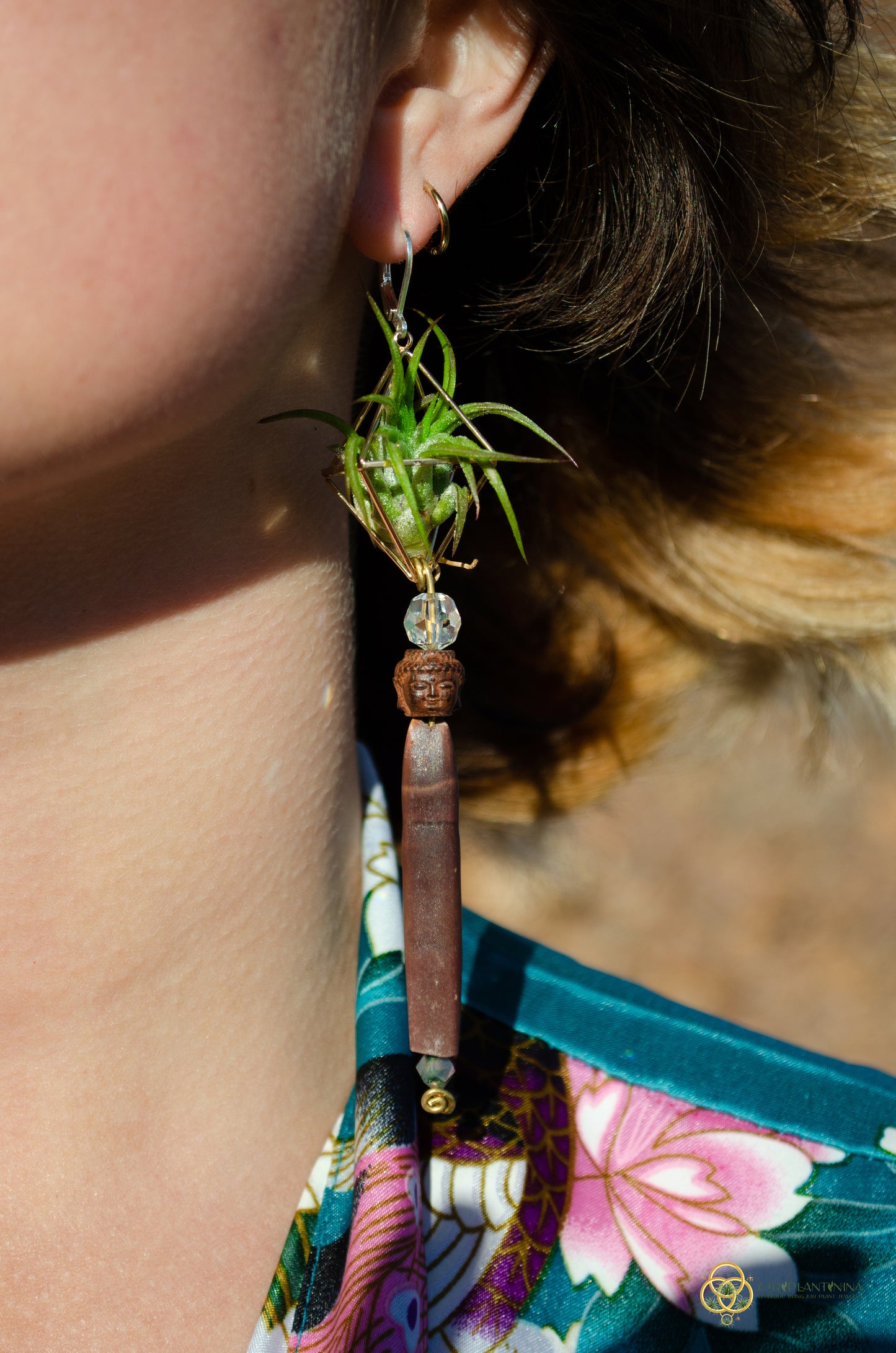 Buddha Air Plant Earrings ~ Diamond Octahedron Earrings
