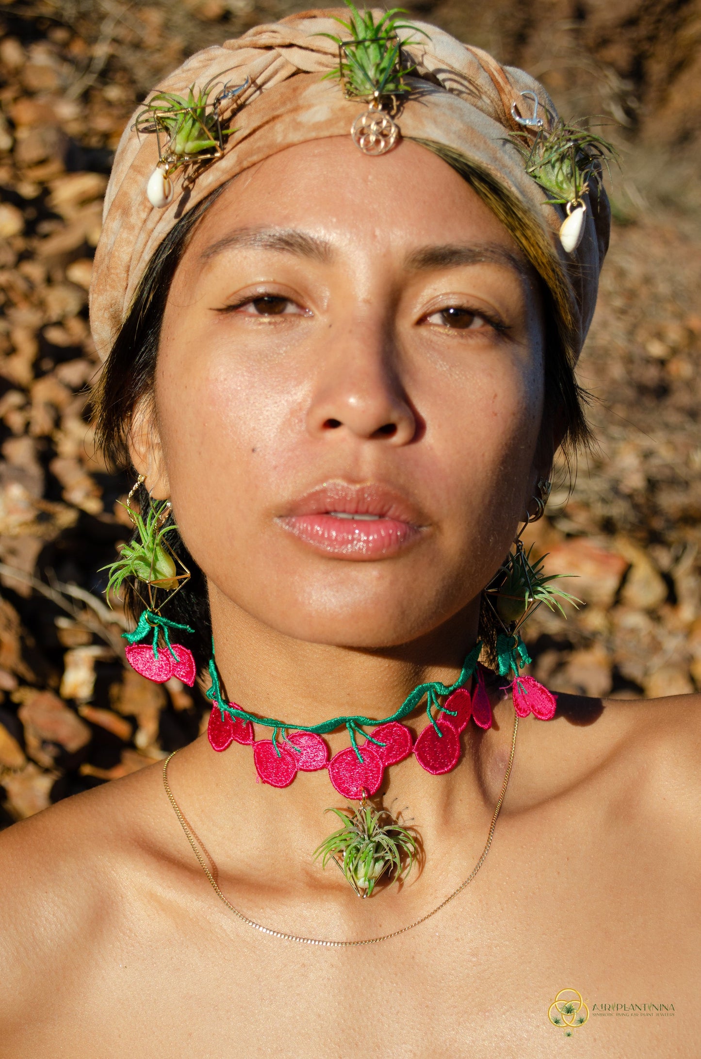 Air Plant Choker Pendant  ~  Fruity Chokers + Earrings Set (Cherry, Grape, Banana, Watermelon, Strawberry)))