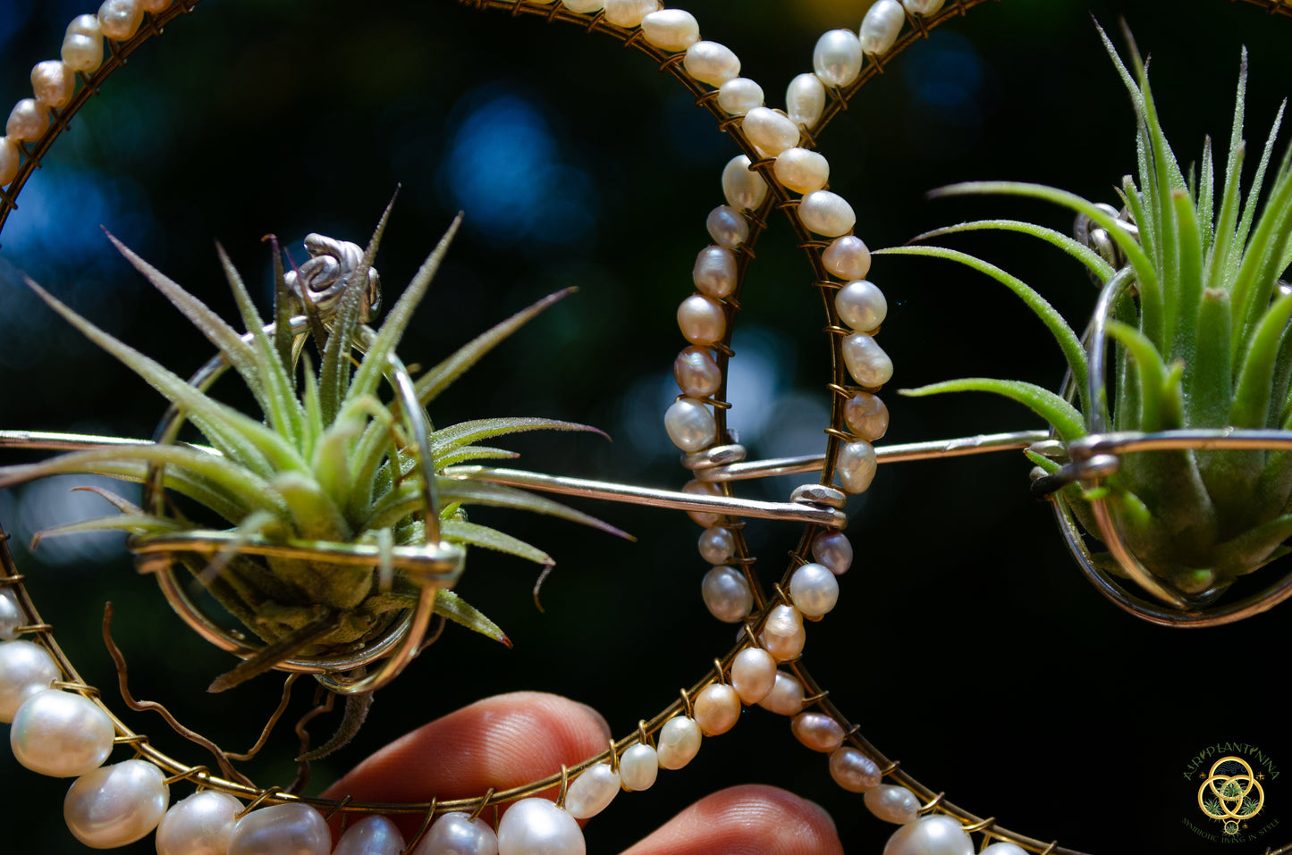 Air Plant Pearl Hoop Earrings