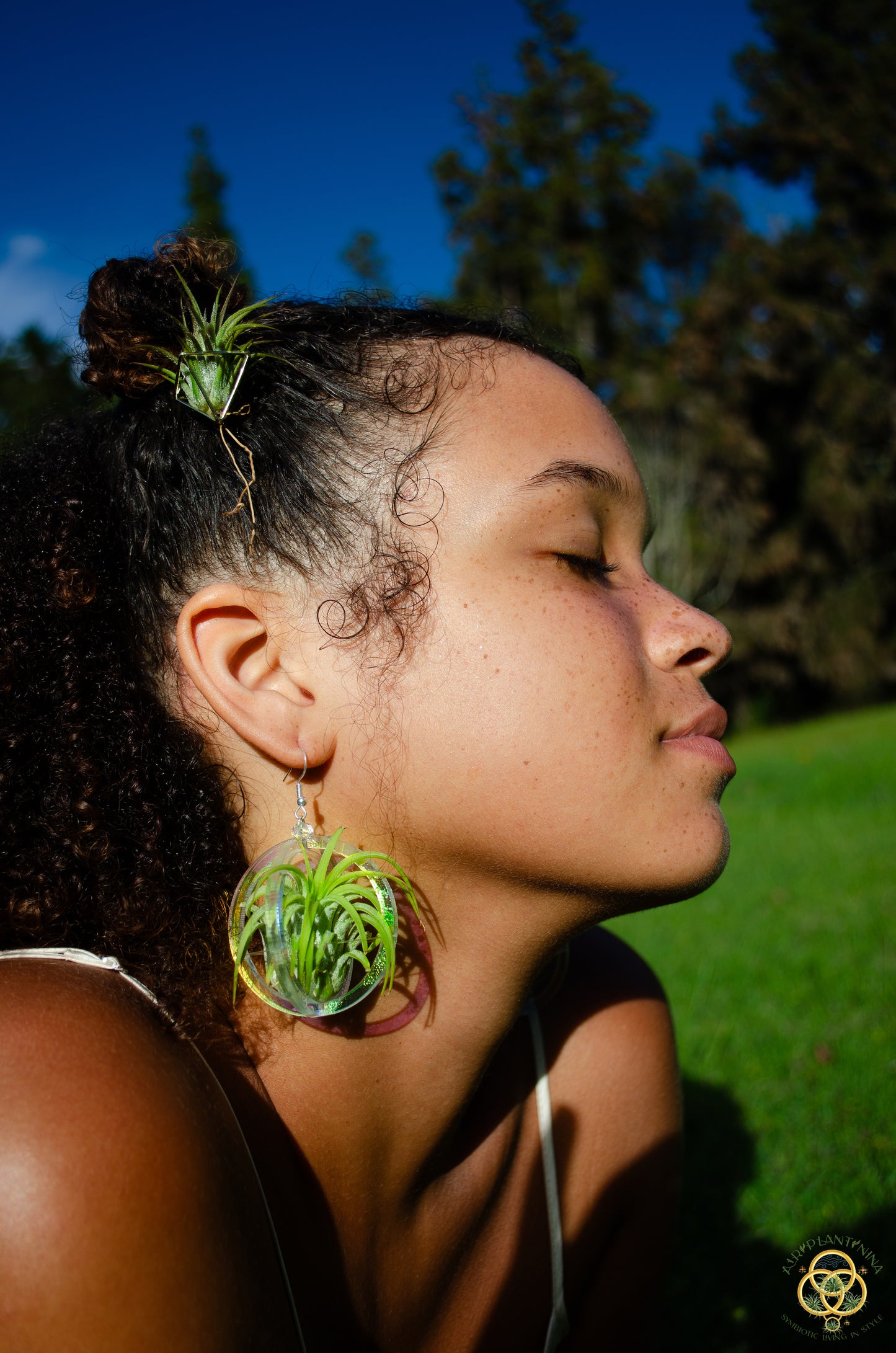 Air Plant Orb Earrings Blacklight Holographic ~ Lasercut Original Design