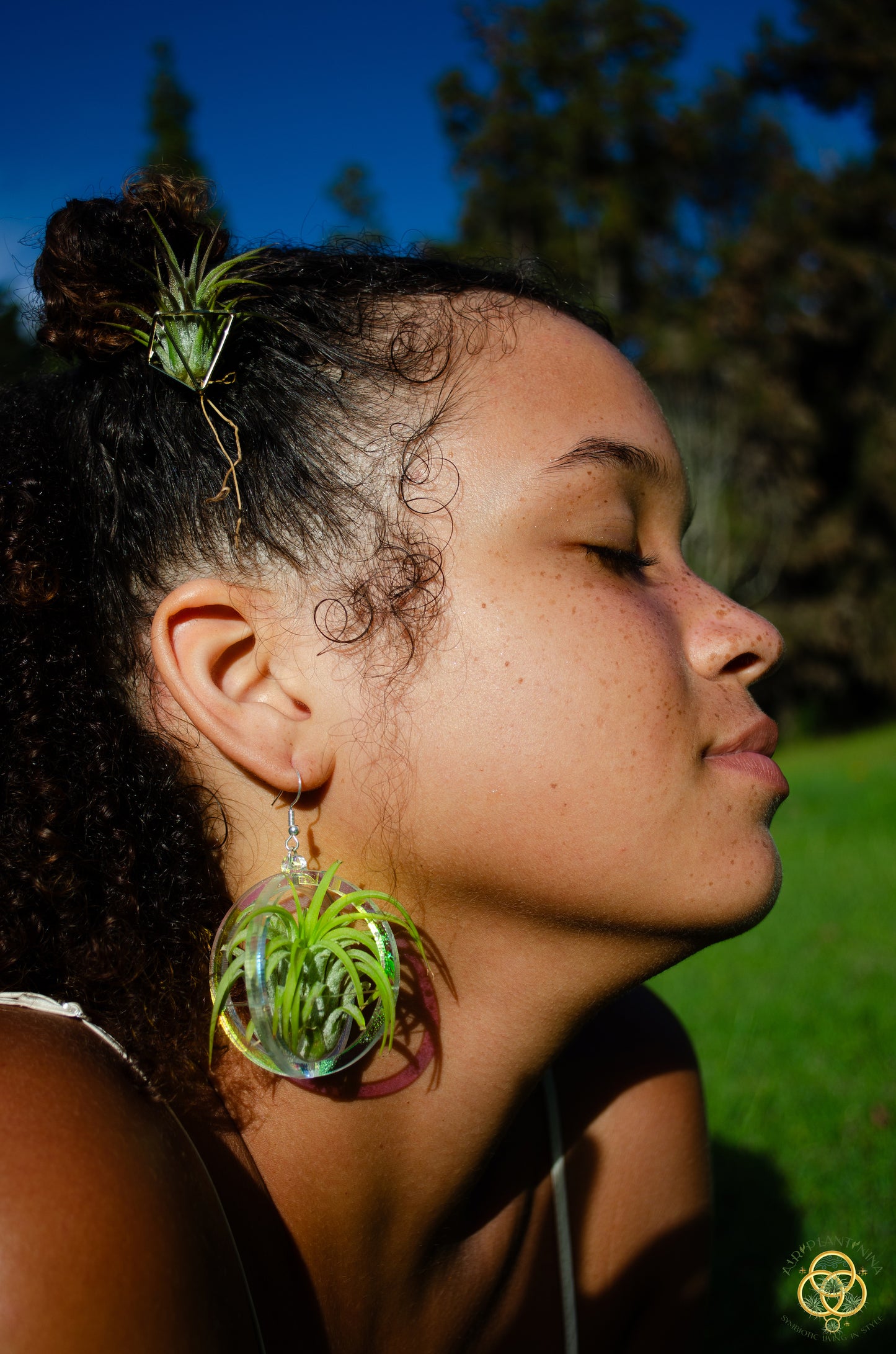 Air Plant Orb Earrings Blacklight Holographic ~ Lasercut Original Design