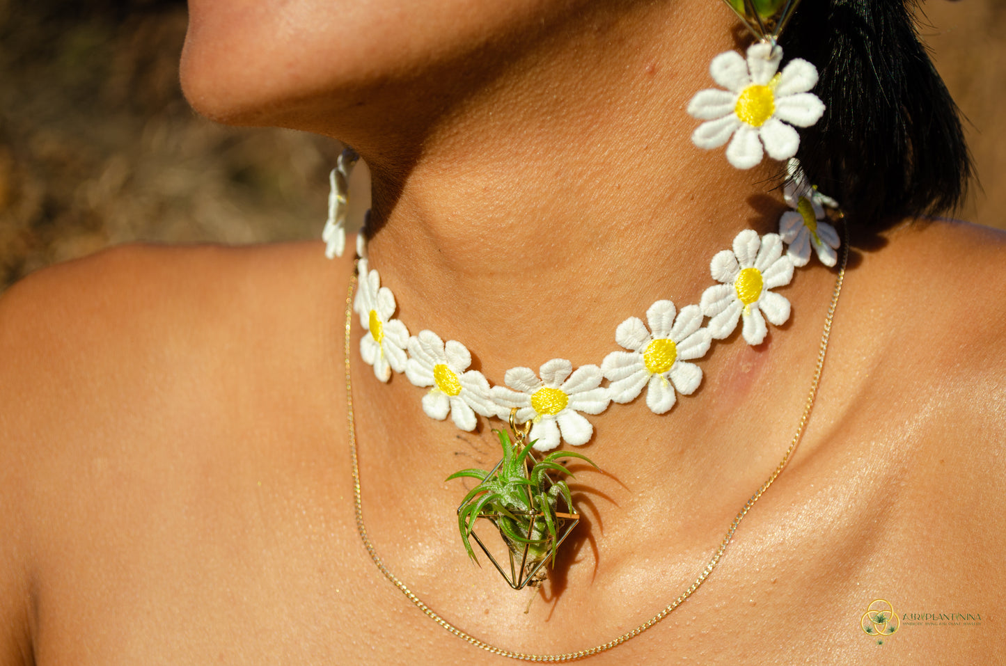 Air Plant Choker Pendant  ~  Flower Chokers + Flower Earrings Set