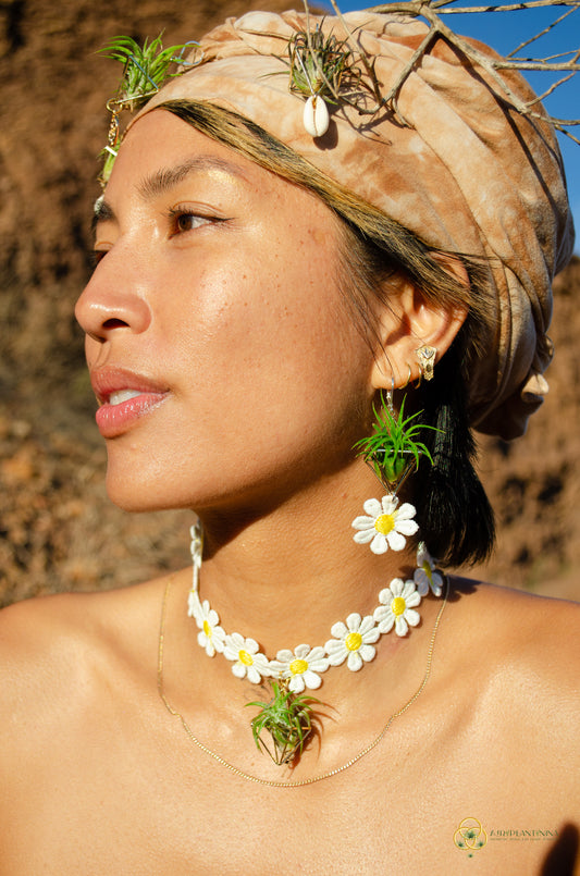 Air Plant Choker Pendant  ~  Flower Chokers + Flower Earrings Set