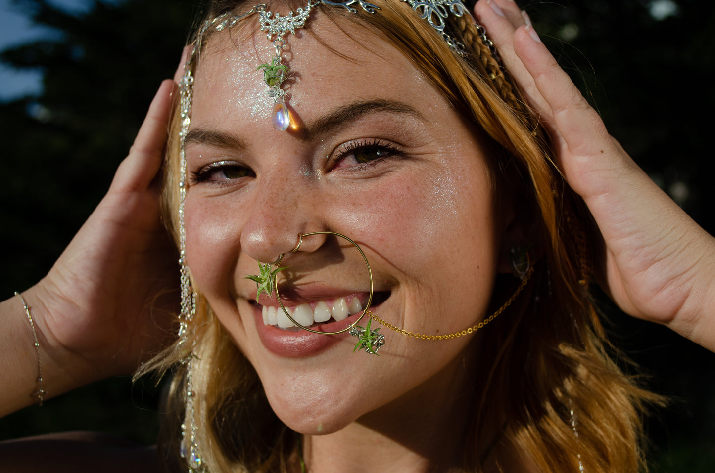 Air Plant Indian Nose Ring Hoop Nath~ Living Jewelry