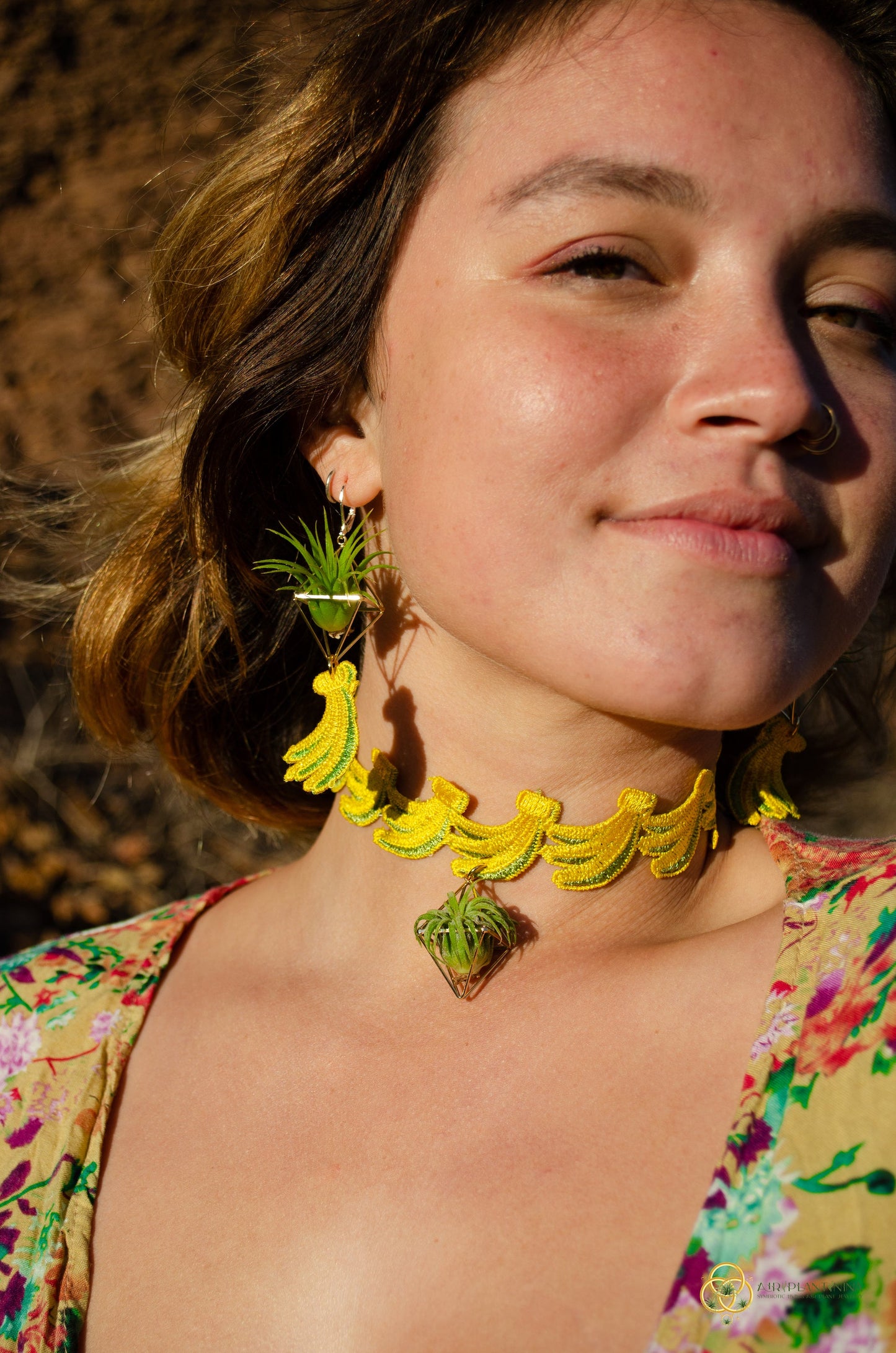 Air Plant Choker Pendant  ~  Fruity Chokers + Earrings Set (Cherry, Grape, Banana, Watermelon, Strawberry)))