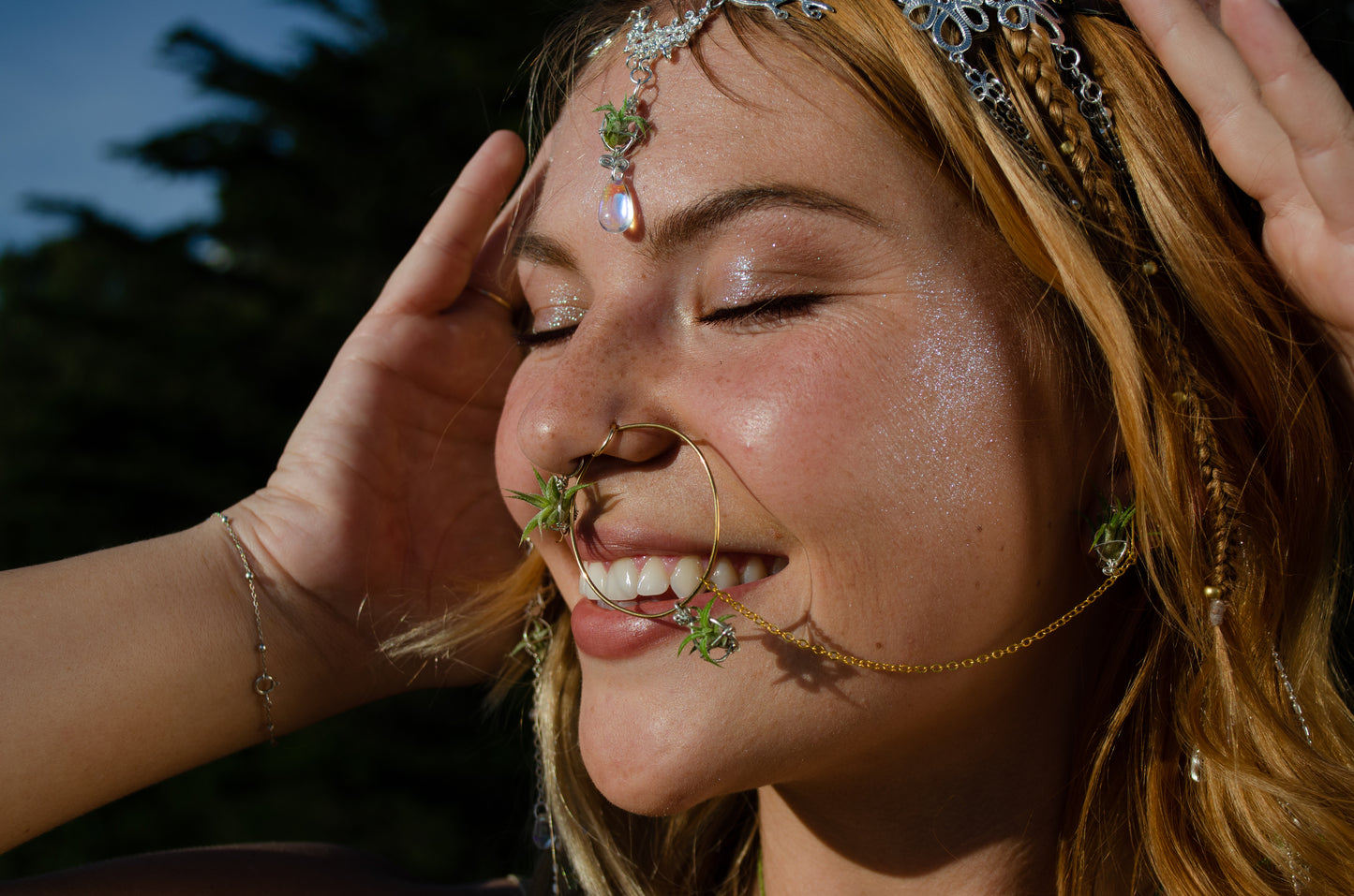 Air Plant Indian Nose Ring Hoop Nath~ Living Jewelry