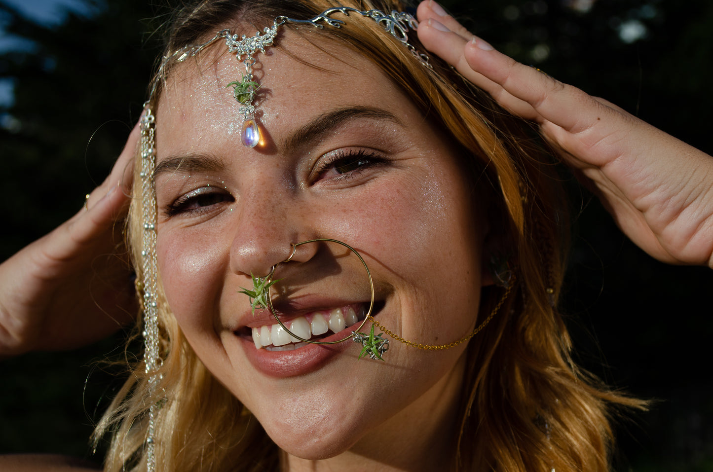 Air Plant Indian Nose Ring Hoop Nath~ Living Jewelry