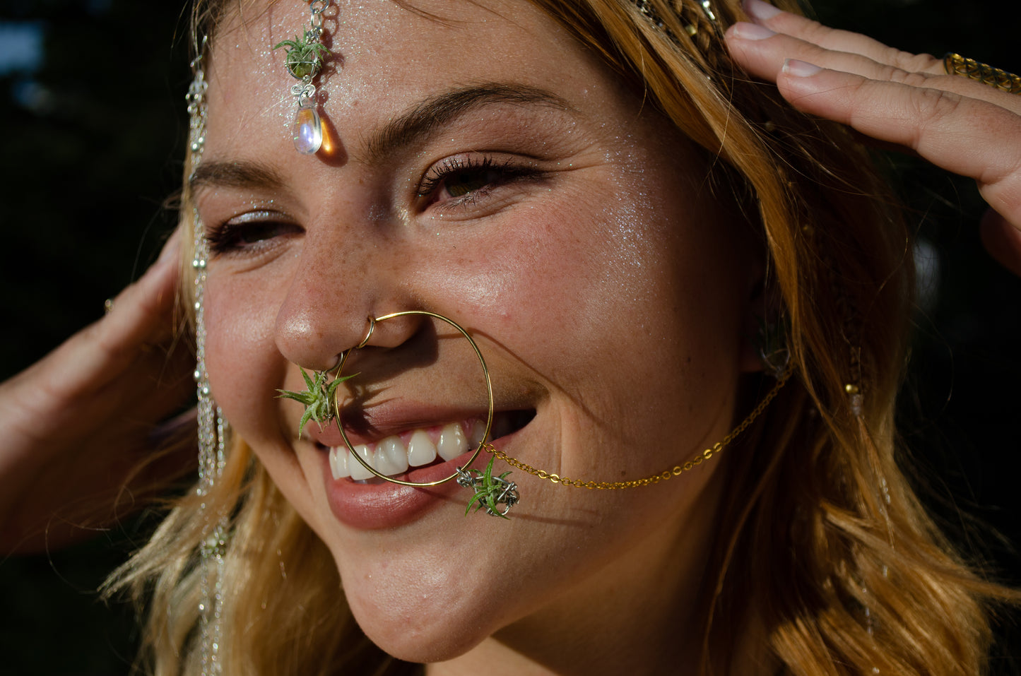 Air Plant Indian Nose Ring Hoop Nath~ Living Jewelry