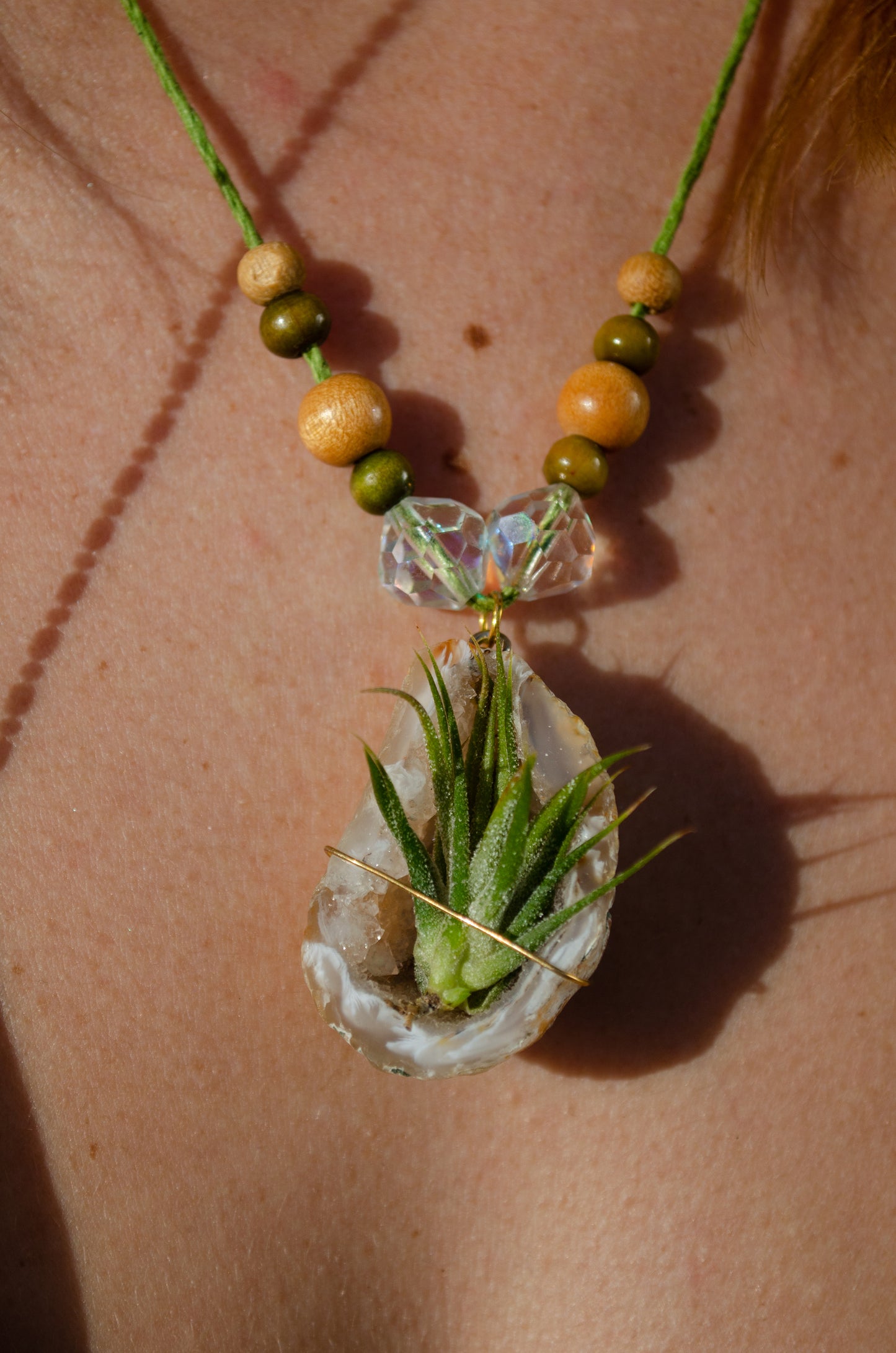 Air Plant Geode Cave Necklace