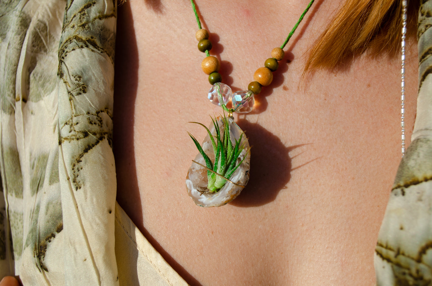 Air Plant Geode Cave Necklace
