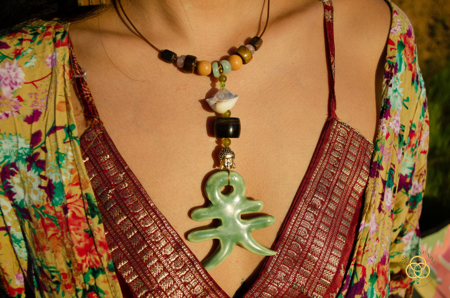 "Ankh-Ten" Ankanji Ceramic Crystal Necklace ~ Eternal Life + Heaven