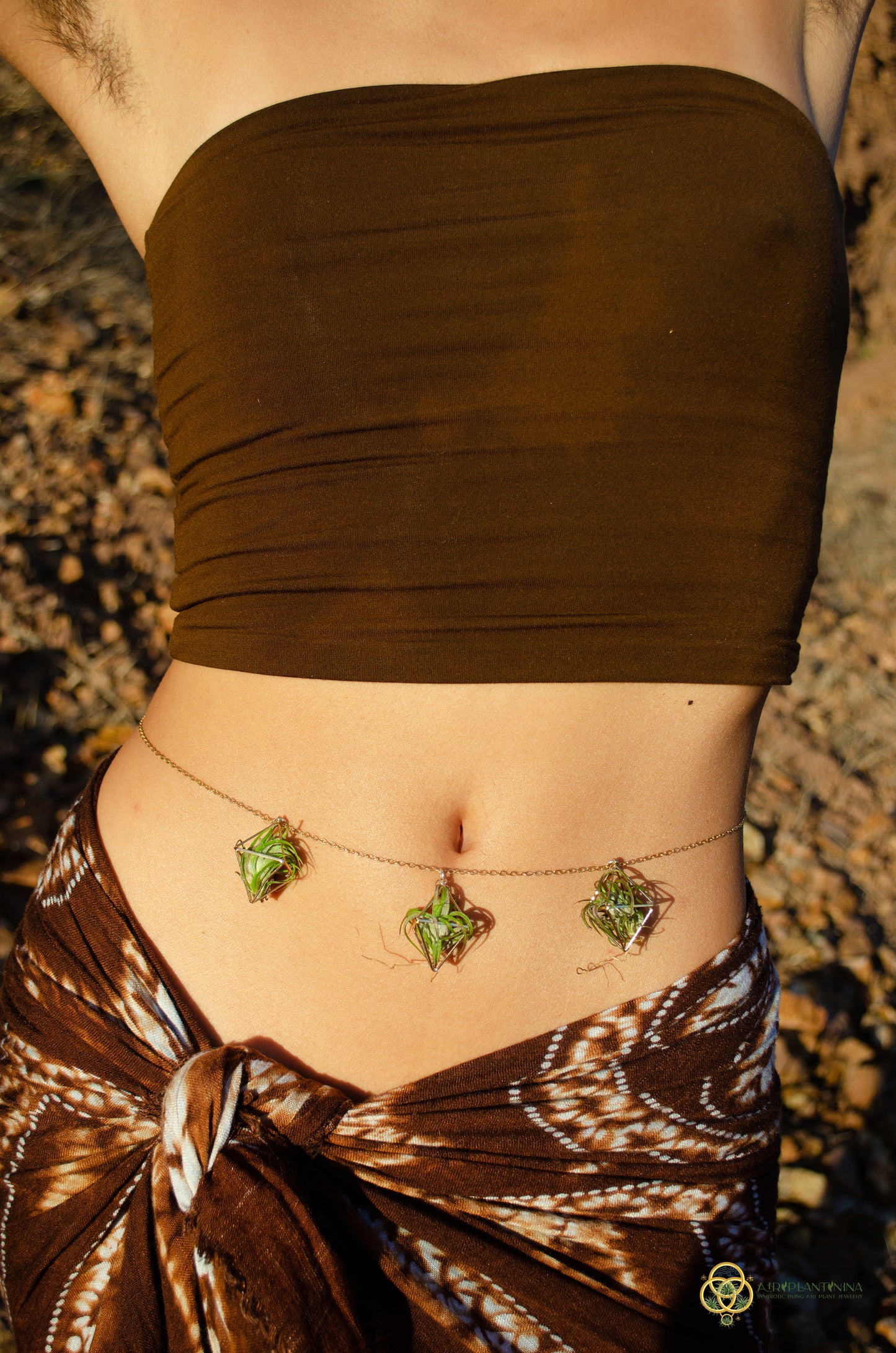 Air Plant Waist Beads Chain ~ Terrarium Orb & Octadedron Clips