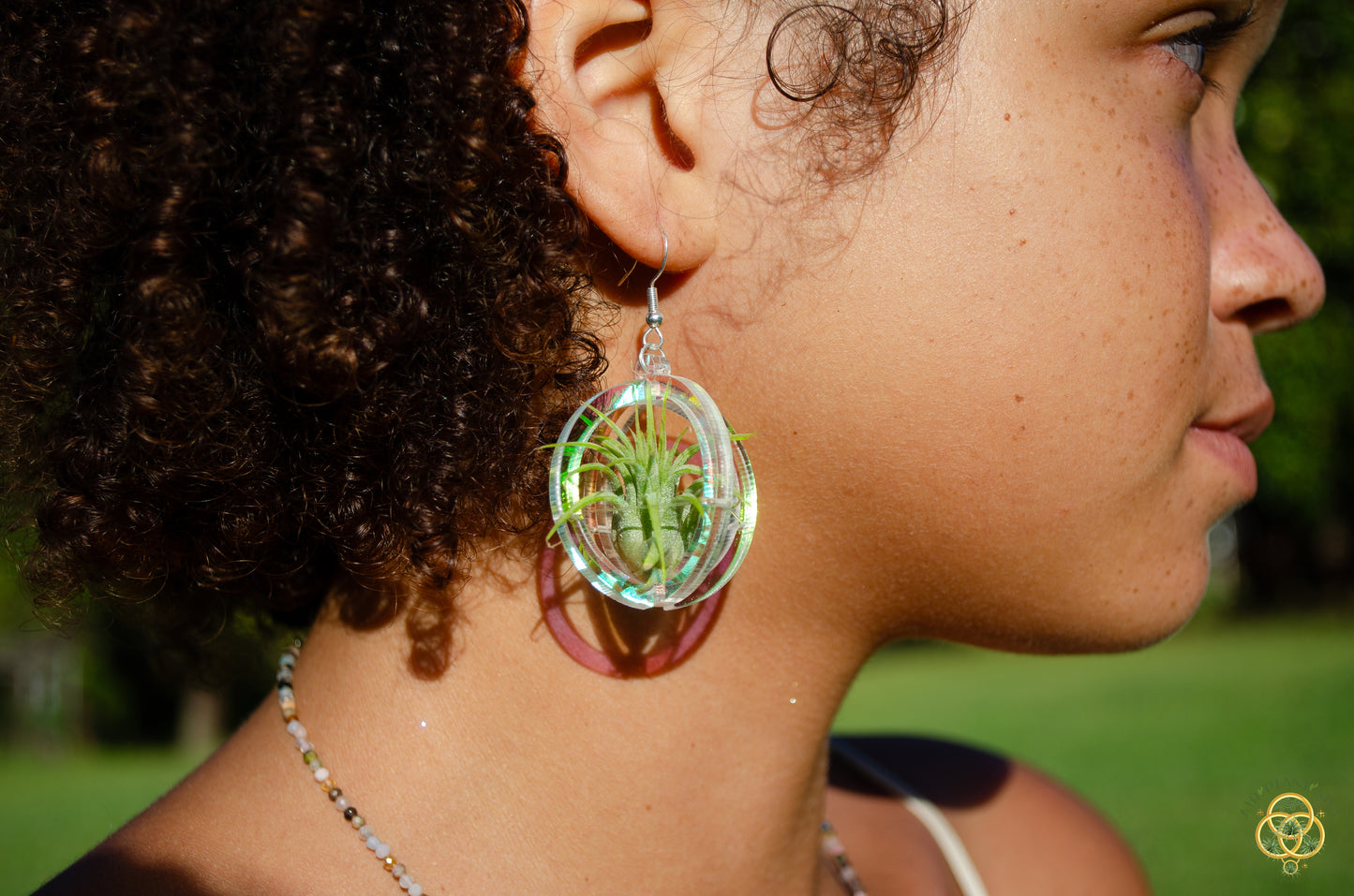 Air Plant Orb Earrings Blacklight Holographic ~ Lasercut Original Design