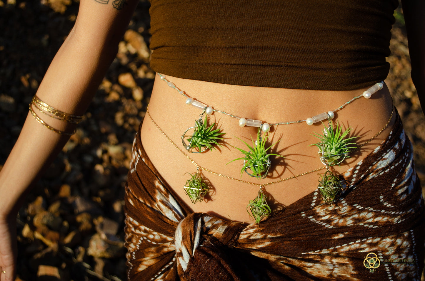 Air Plant Waist Beads Chain ~ Terrarium Orb & Octadedron Clips