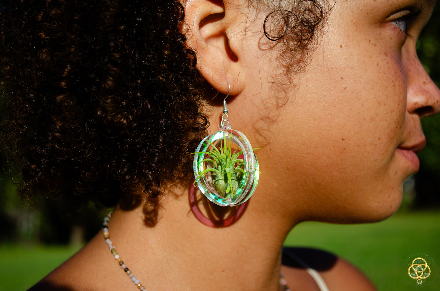 Air Plant Orb Earrings Blacklight Holographic ~ Lasercut Original Design
