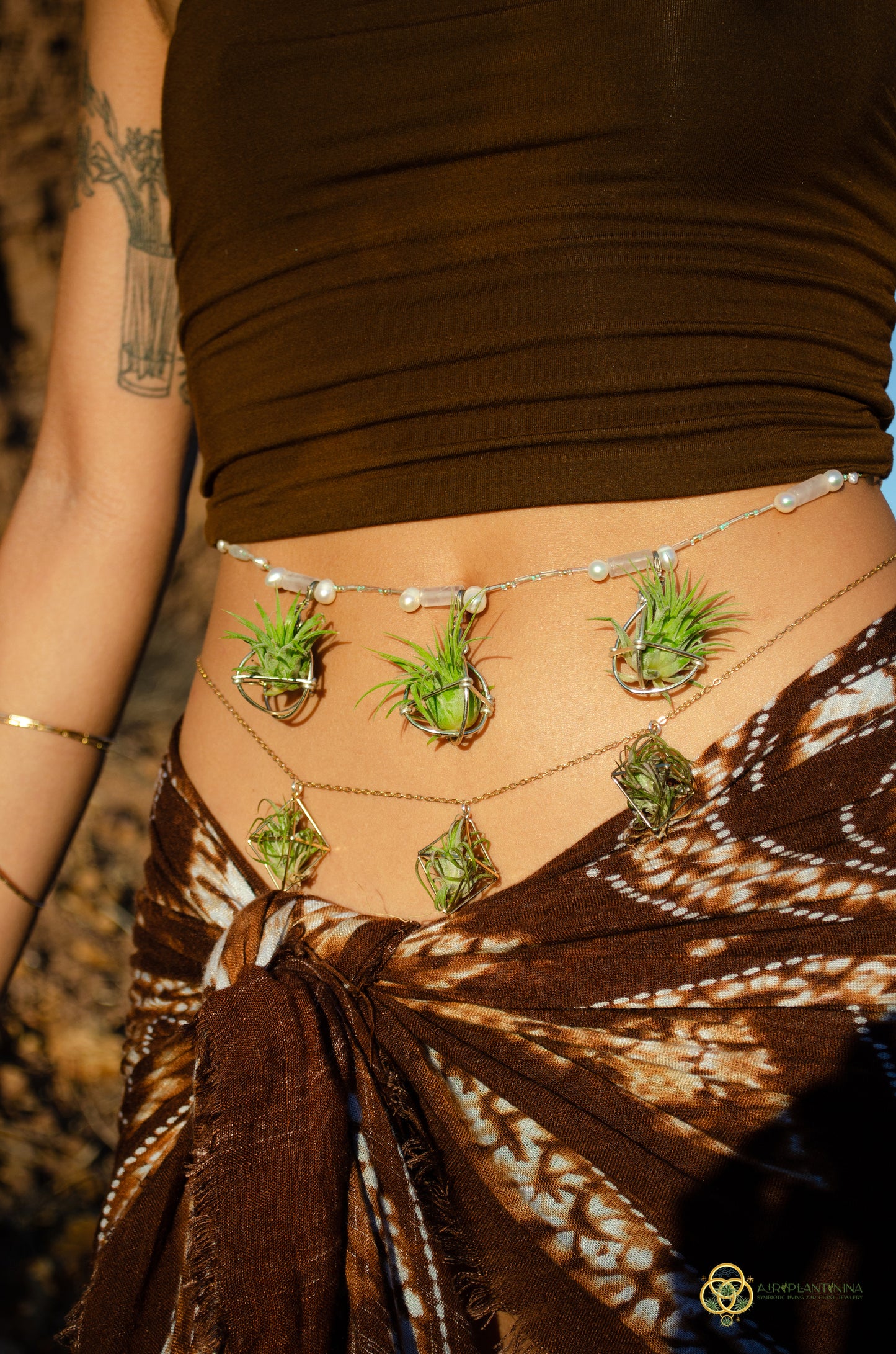Air Plant Waist Beads Chain ~ Terrarium Orb & Octadedron Clips