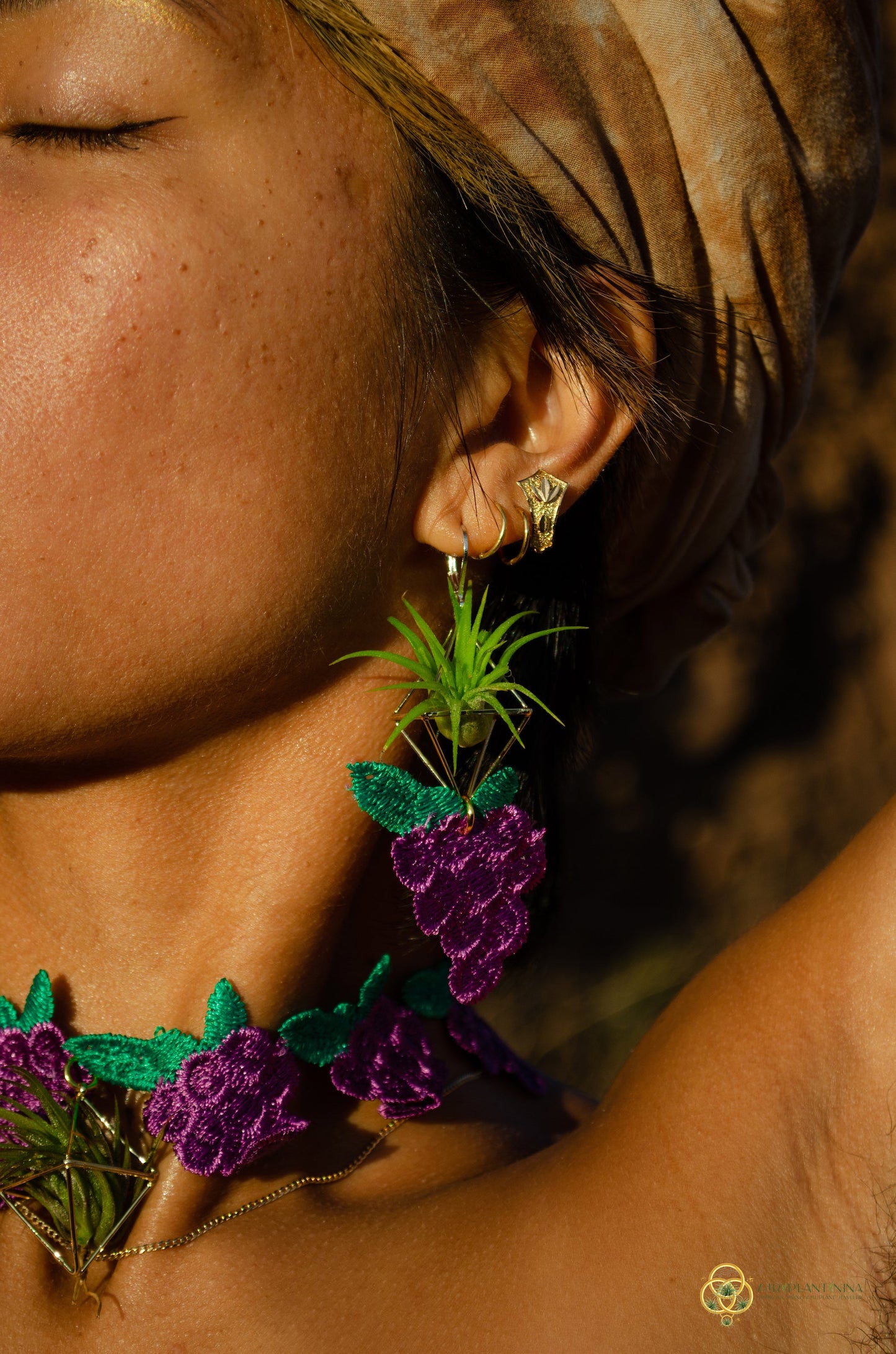 Air Plant Choker Pendant  ~  Fruity Chokers + Earrings Set (Cherry, Grape, Banana, Watermelon, Strawberry)))