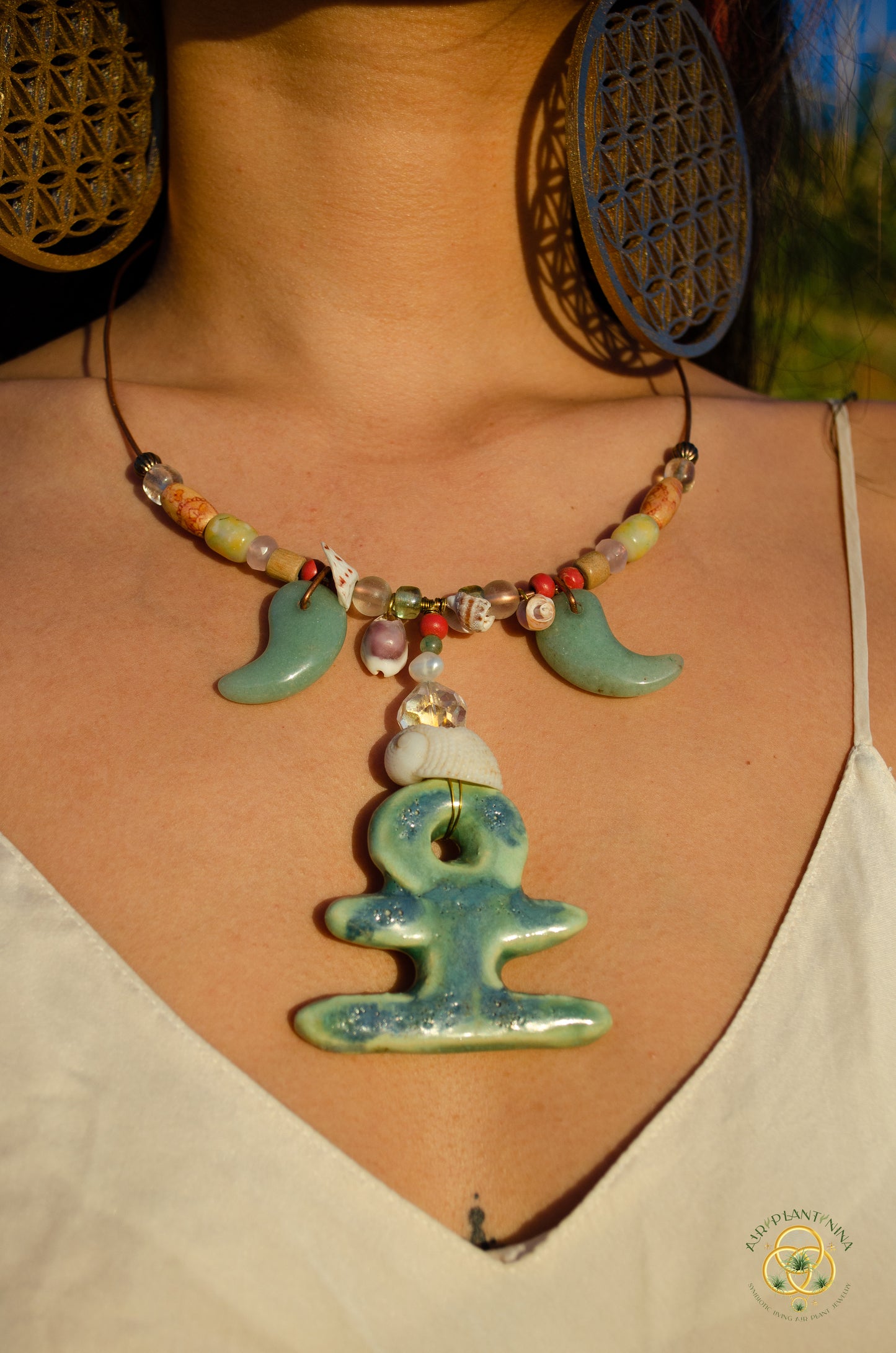 "Ankhor" Ankanji Ceramic Crystal Necklace ~ Grounding ~ Ankh, Heaven and Earth V1, V2, V3
