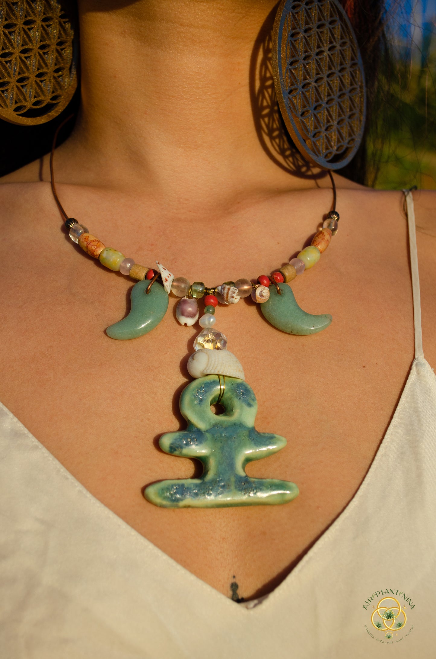 "Ankhor" Ankanji Ceramic Crystal Necklace ~ Grounding ~ Ankh, Heaven and Earth V1, V2, V3