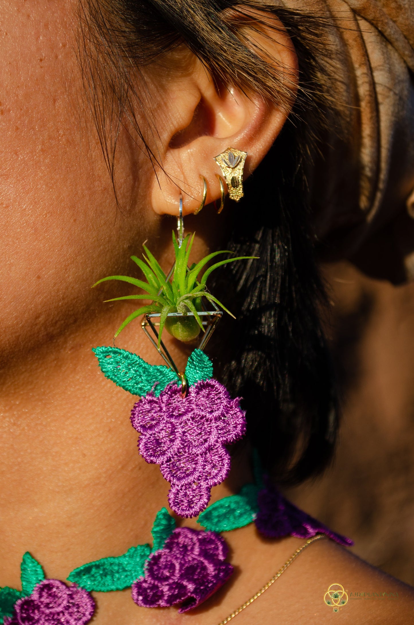 Air Plant Choker Pendant  ~  Fruity Chokers + Earrings Set (Cherry, Grape, Banana, Watermelon, Strawberry)))